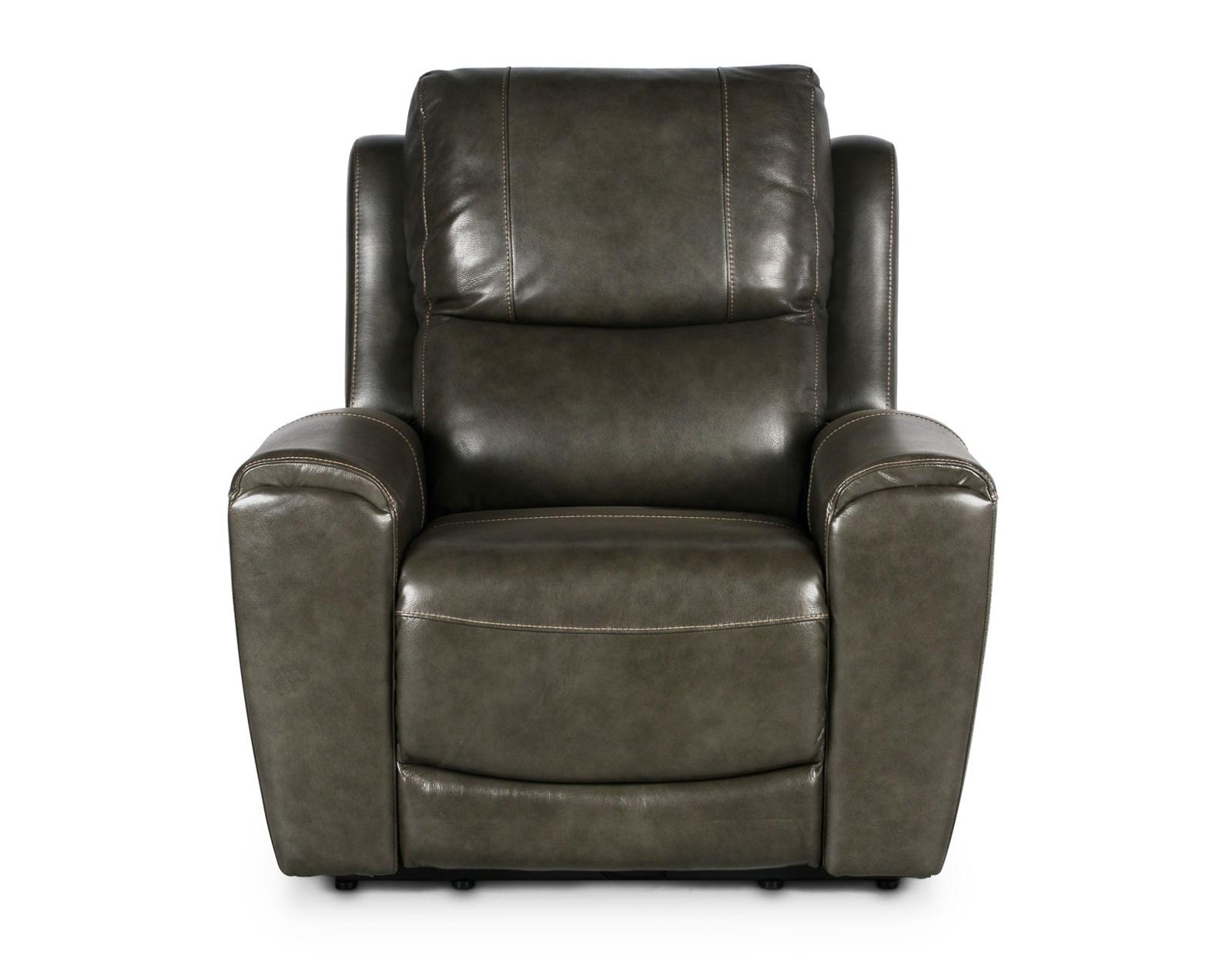 Steve Silver Laurel Leather Dual Power Recliner in Grey - Luxury Home Furniture (MI)