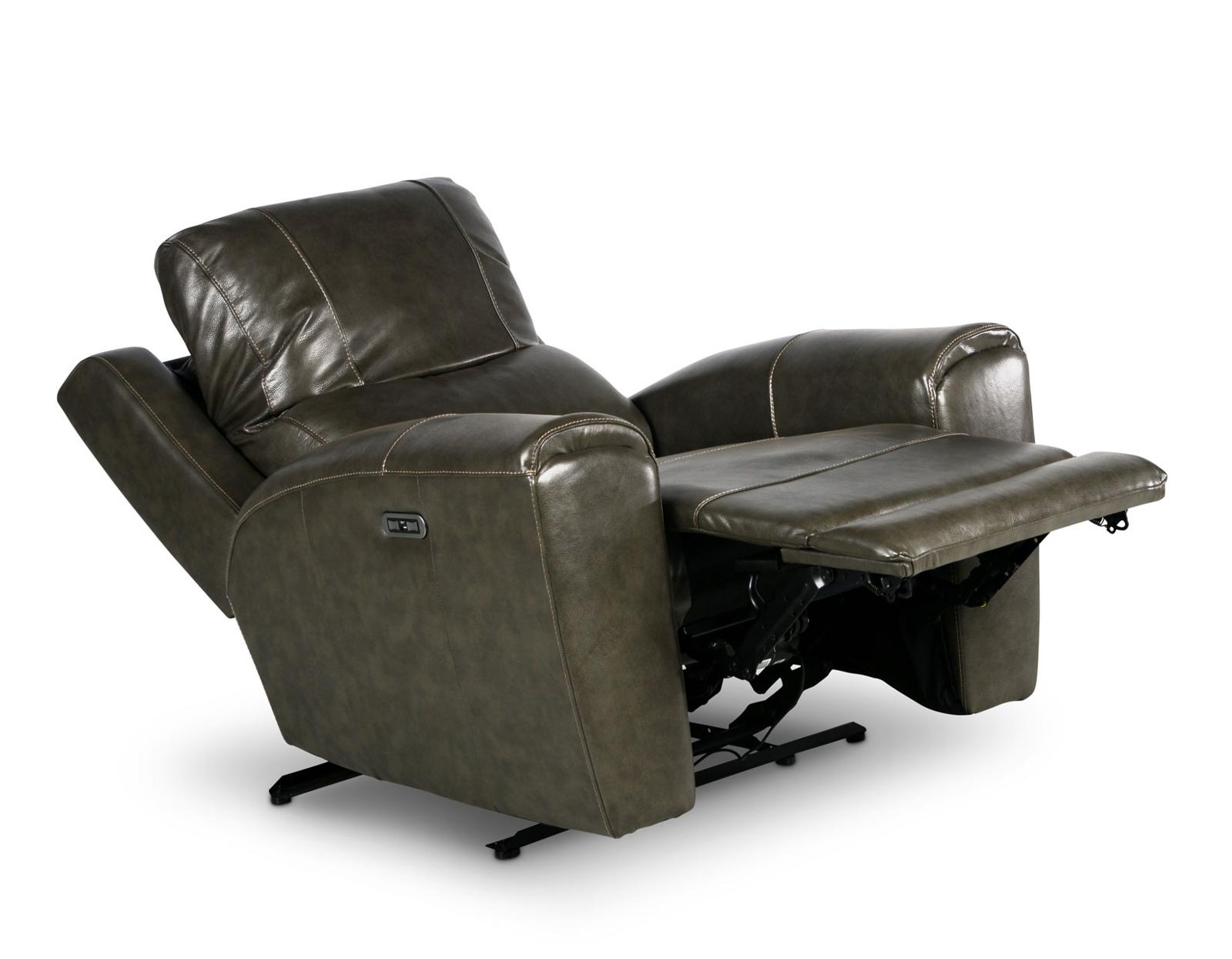 Steve Silver Laurel Leather Dual Power Recliner in Grey - Luxury Home Furniture (MI)