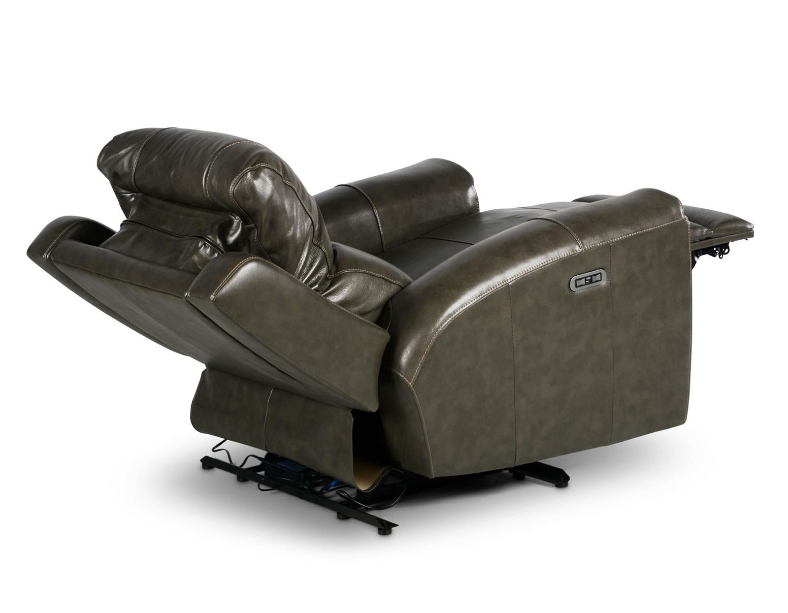 Steve Silver Laurel Leather Dual Power Recliner in Grey - Luxury Home Furniture (MI)
