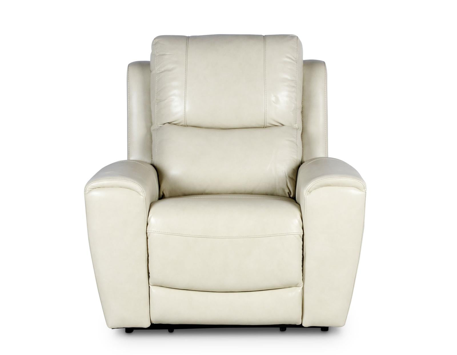 Steve Silver Laurel Leather Dual Power Recliner in Ivory - Luxury Home Furniture (MI)