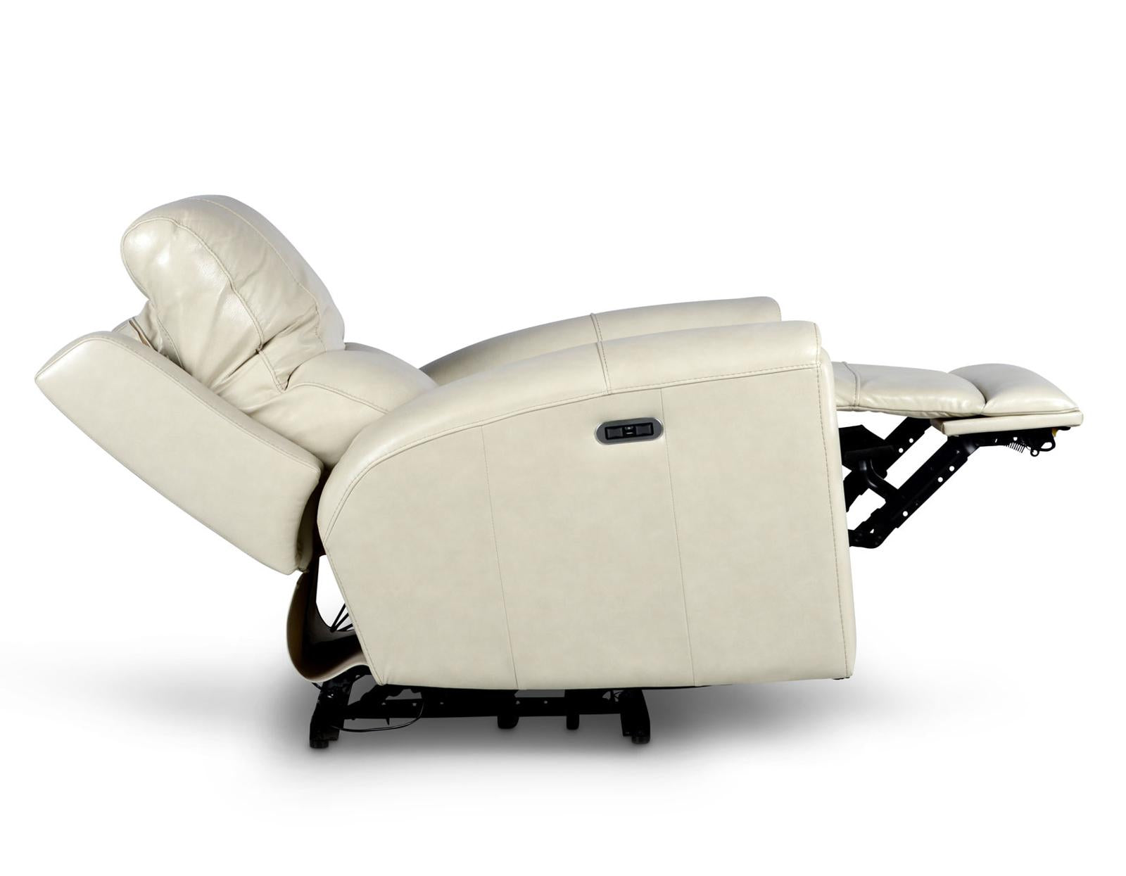 Steve Silver Laurel Leather Dual Power Recliner in Ivory - Luxury Home Furniture (MI)