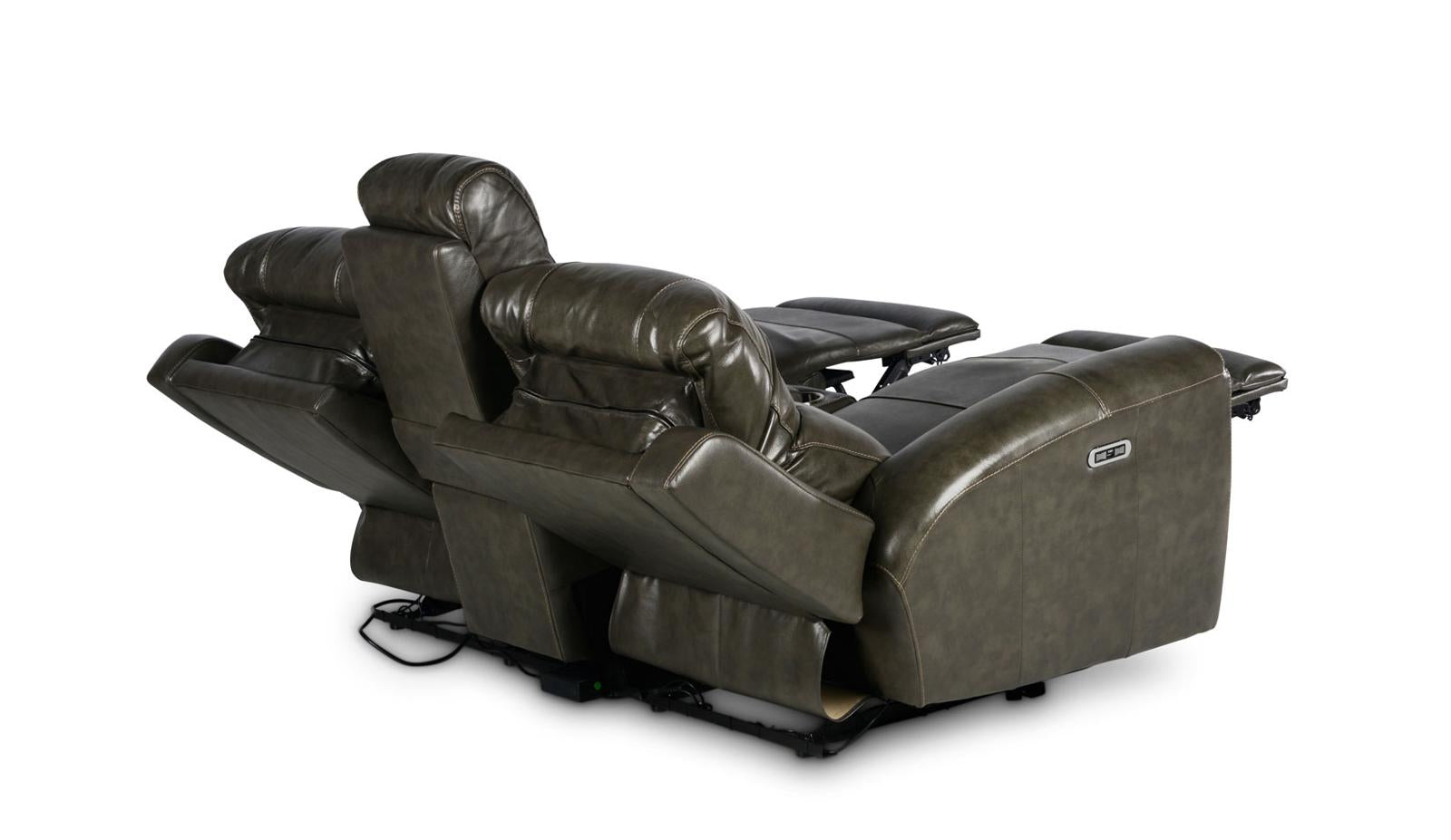 Steve Silver Laurel Leather Dual Power Reclining Console Loveseat in Grey - Luxury Home Furniture (MI)
