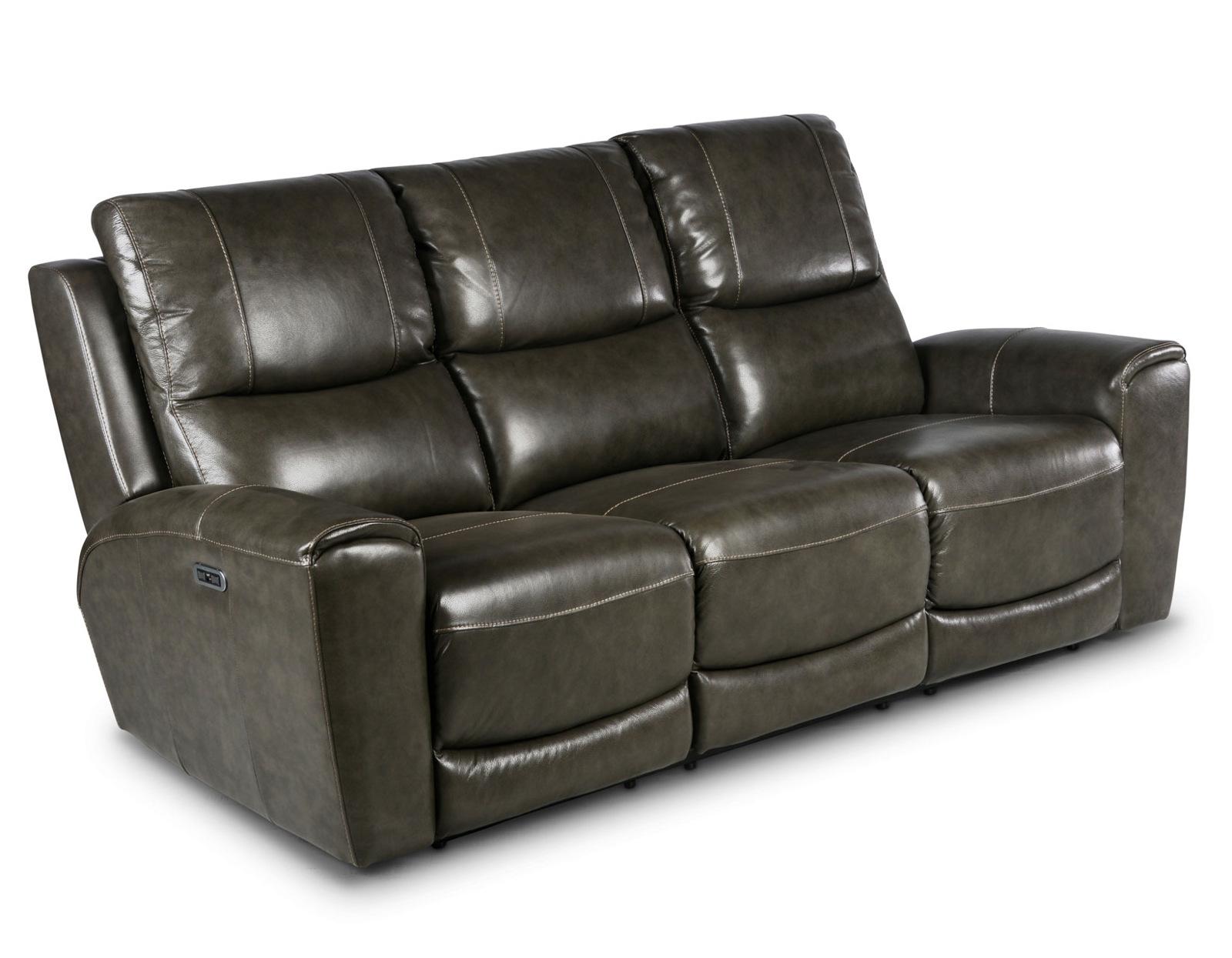 Steve Silver Laurel Leather Dual Power Reclining Sofa in Grey - Luxury Home Furniture (MI)