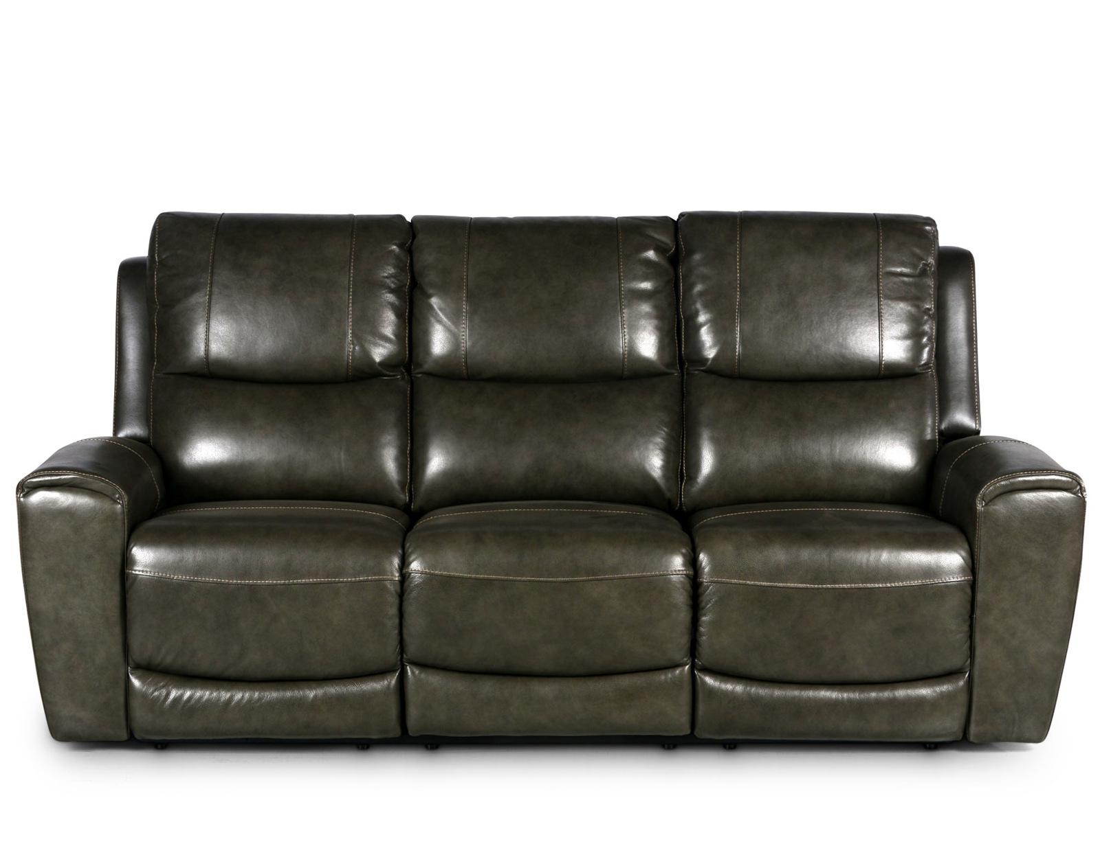 Steve Silver Laurel Leather Dual Power Reclining Sofa in Grey - Luxury Home Furniture (MI)