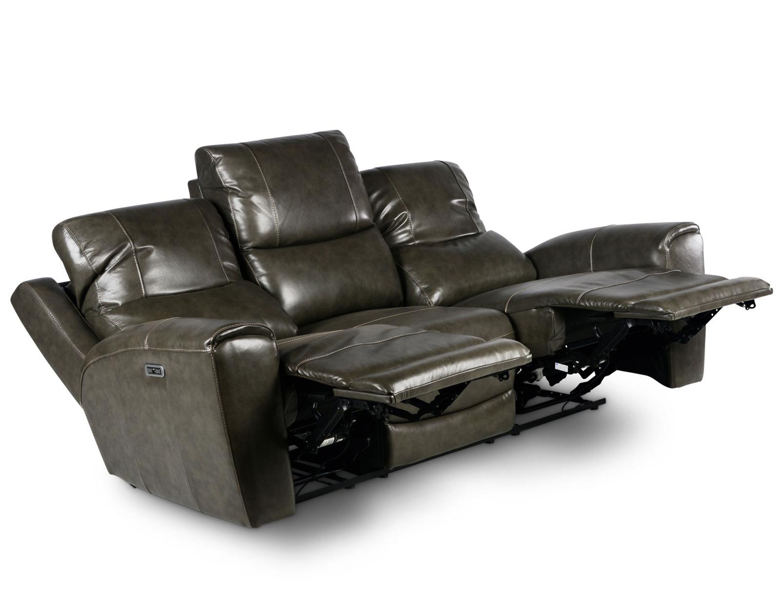 Steve Silver Laurel Leather Dual Power Reclining Sofa in Grey - Luxury Home Furniture (MI)