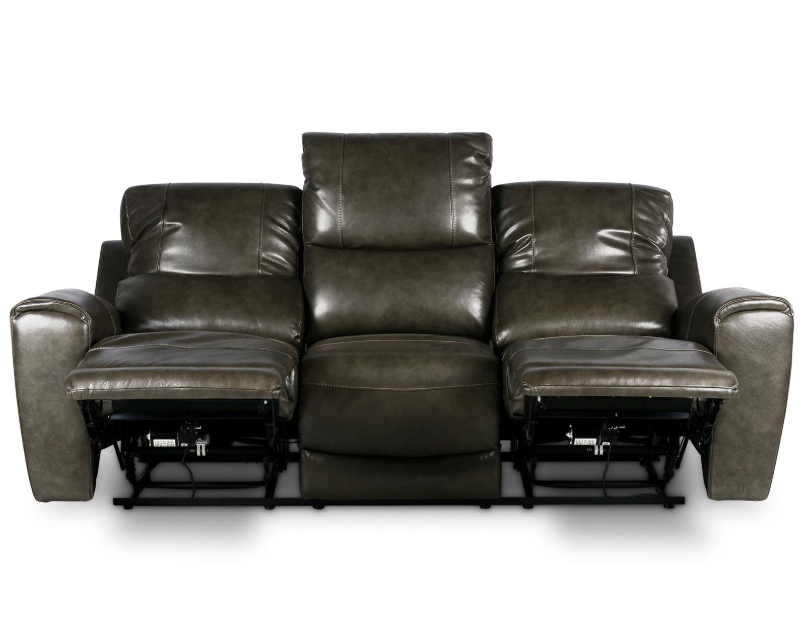 Steve Silver Laurel Leather Dual Power Reclining Sofa in Grey - Luxury Home Furniture (MI)