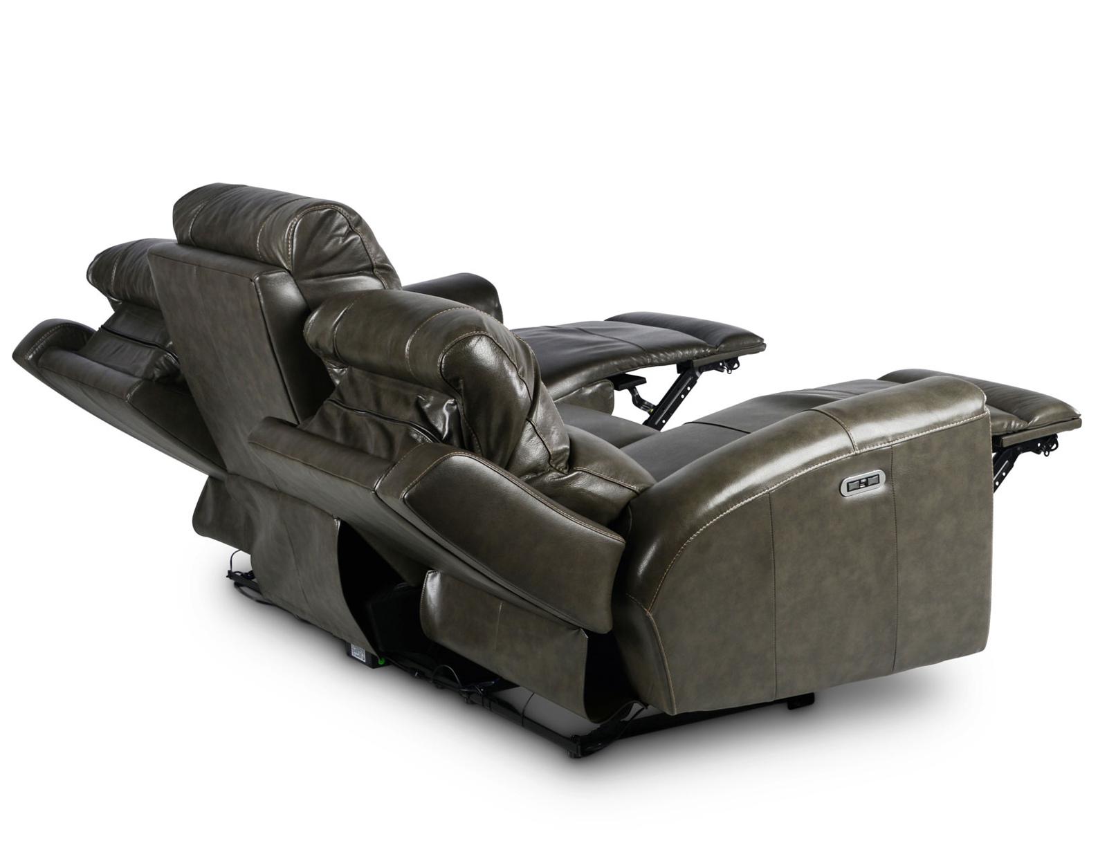 Steve Silver Laurel Leather Dual Power Reclining Sofa in Grey - Luxury Home Furniture (MI)