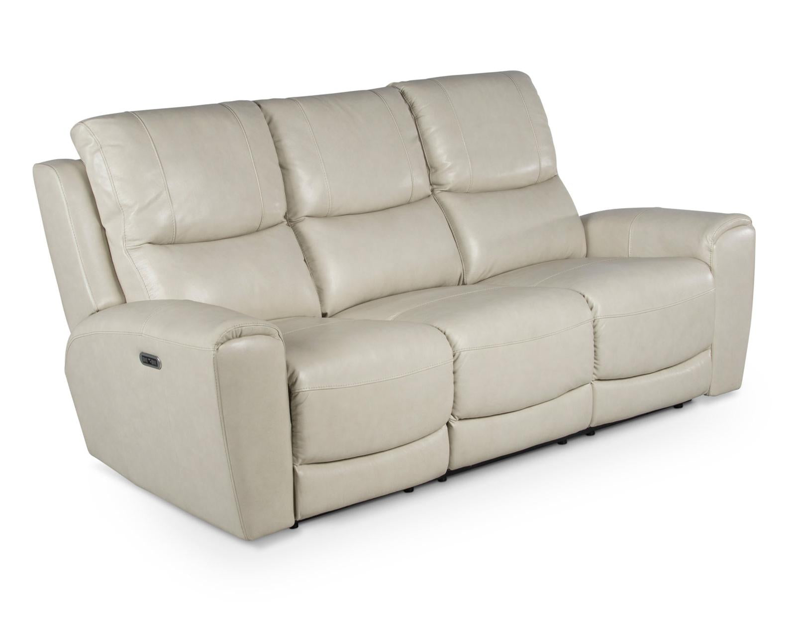 Steve Silver Laurel Leather Dual Power Reclining Sofa in Ivory - Luxury Home Furniture (MI)