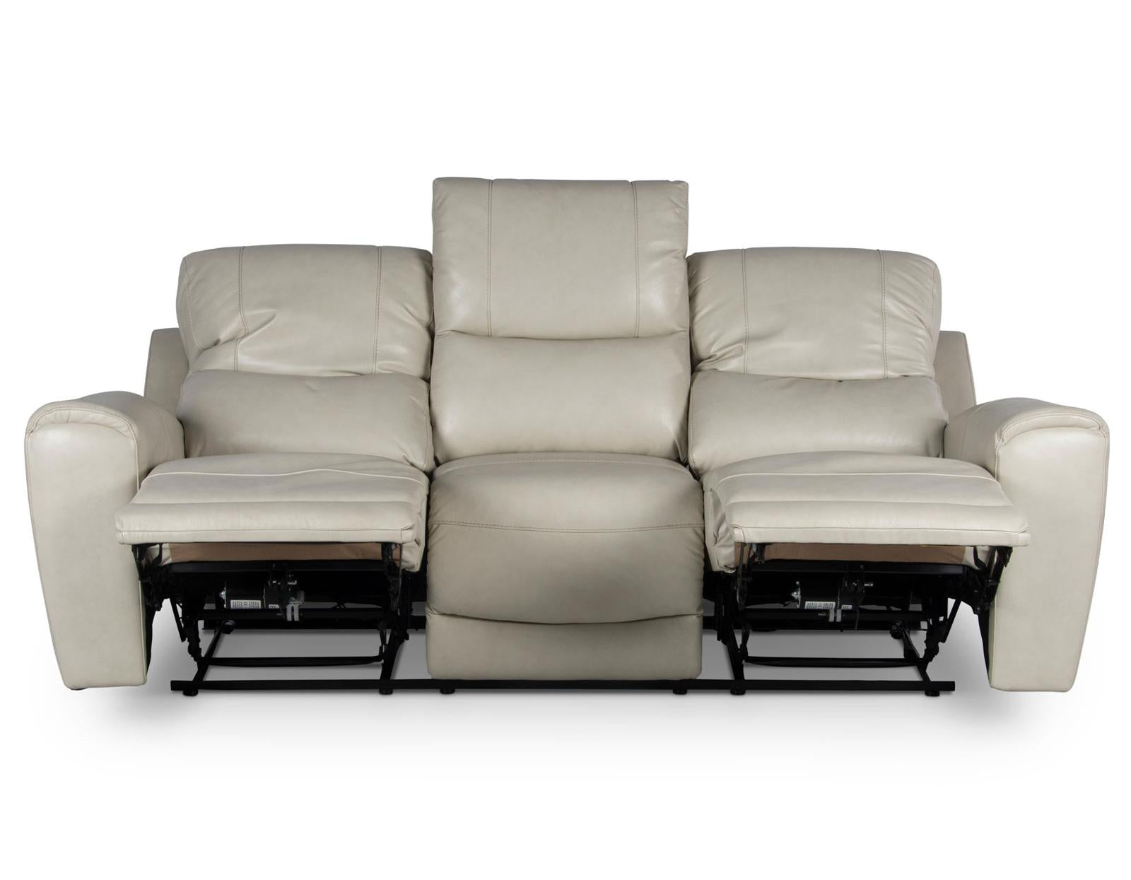 Steve Silver Laurel Leather Dual Power Reclining Sofa in Ivory - Luxury Home Furniture (MI)
