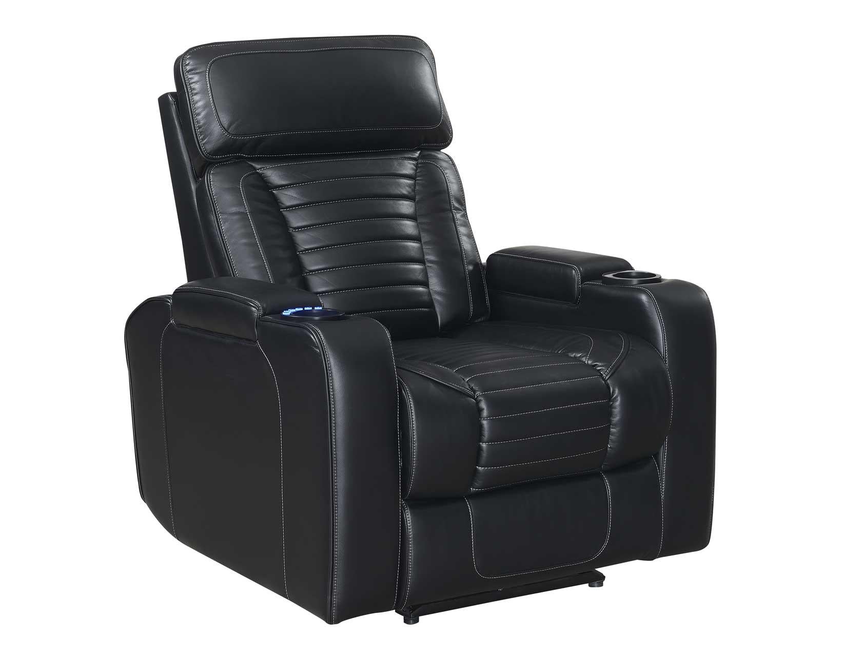 Steve Silver Lavon Dual Power Leatherette Recliner in Midnight - Luxury Home Furniture (MI)
