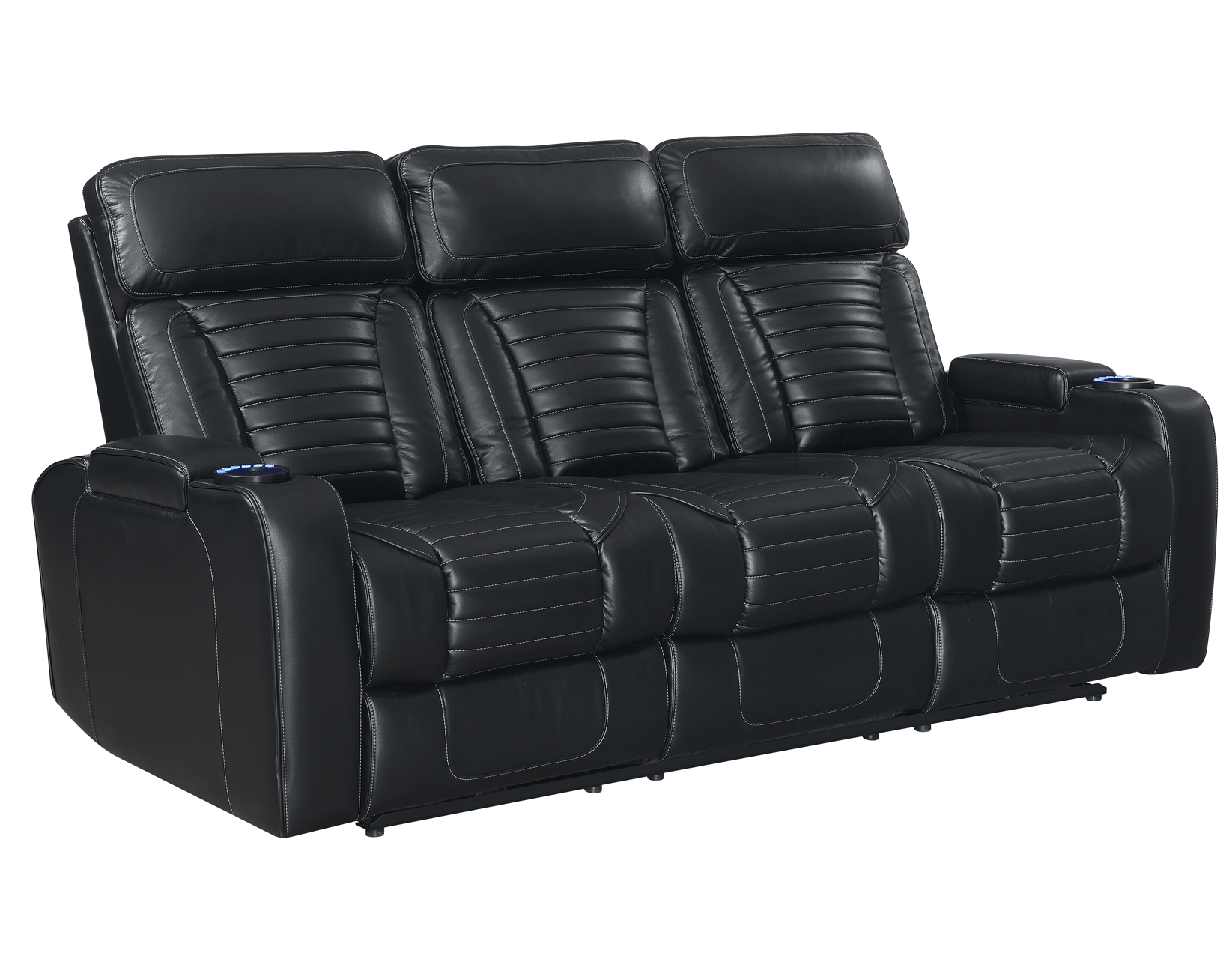 Steve Silver Lavon Dual Power Leatherette Reclining Sofa in Midnight - Luxury Home Furniture (MI)