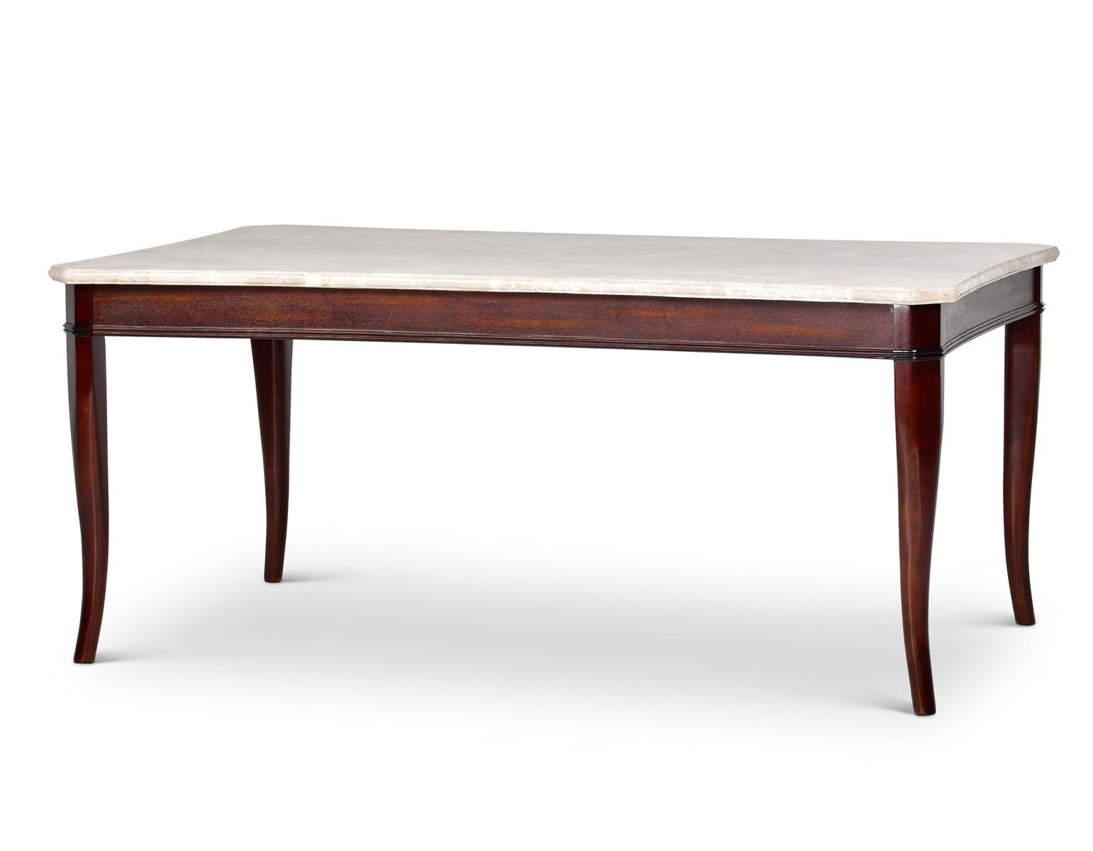 Steve Silver Marseille Marble Top Dining Table in Merlot Cherry - Luxury Home Furniture (MI)