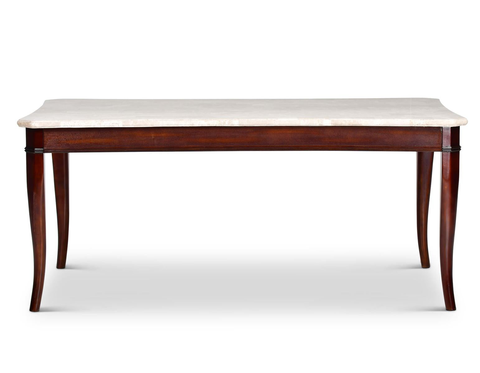 Steve Silver Marseille Marble Top Dining Table in Merlot Cherry - Luxury Home Furniture (MI)