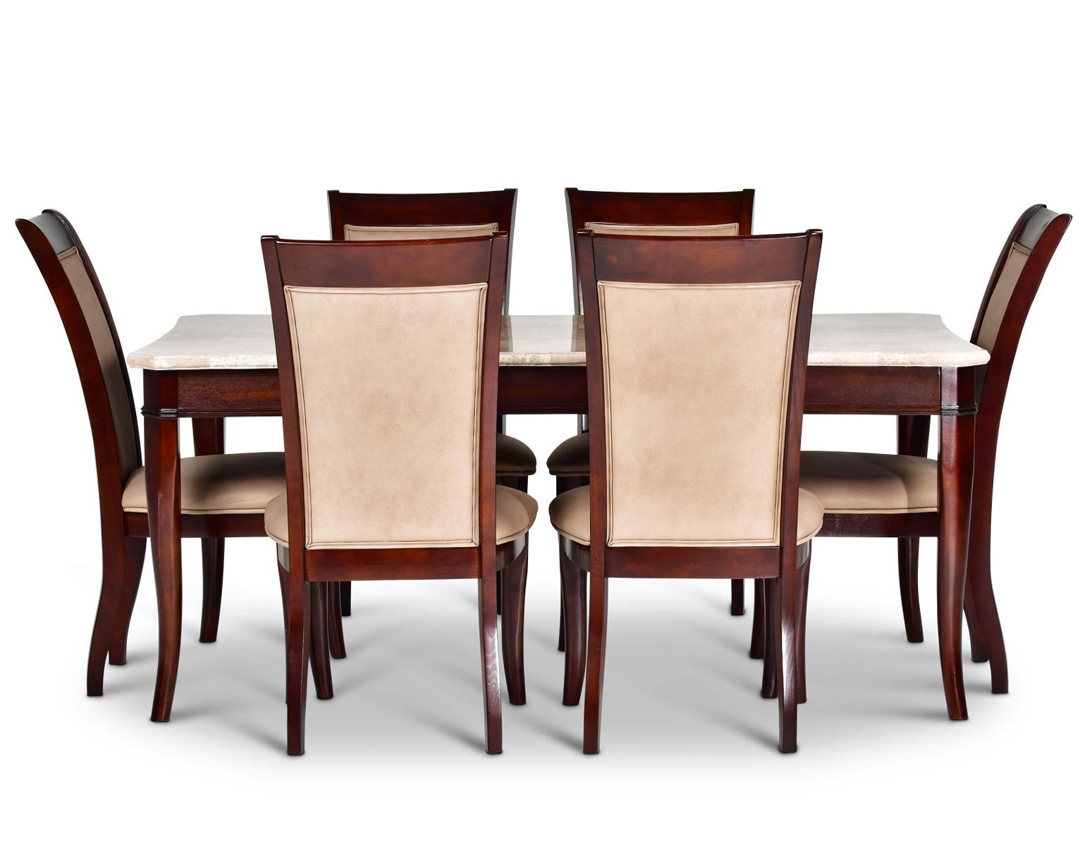 Steve Silver Marseille Marble Top Dining Table in Merlot Cherry - Luxury Home Furniture (MI)