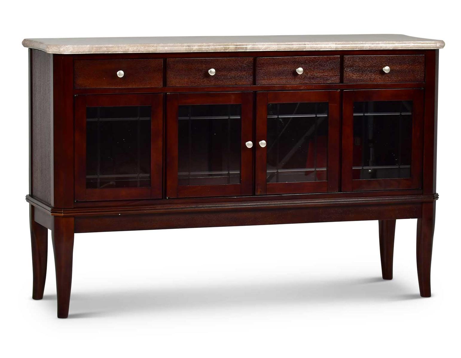 Steve Silver Marseille Marble Top Sideboard in Merlot Cherry