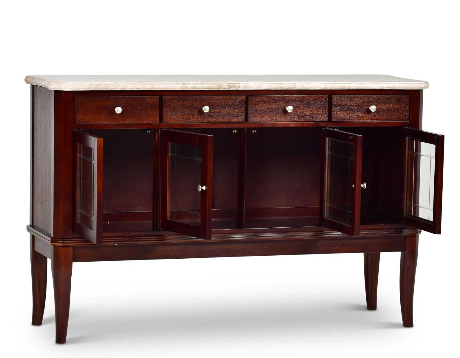 Steve Silver Marseille Marble Top Sideboard in Merlot Cherry - Luxury Home Furniture (MI)