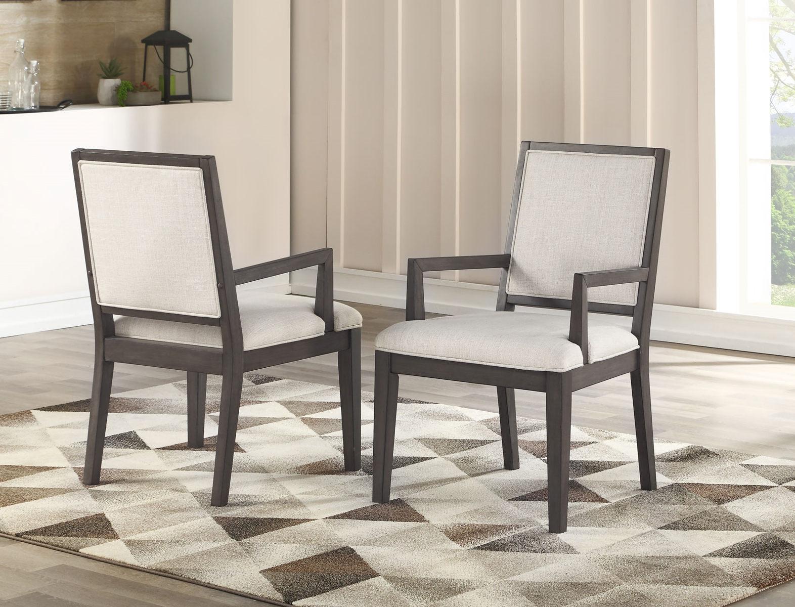 Steve Silver Mila Arm Chair in Washed Grey (Set of 2) - Luxury Home Furniture (MI)