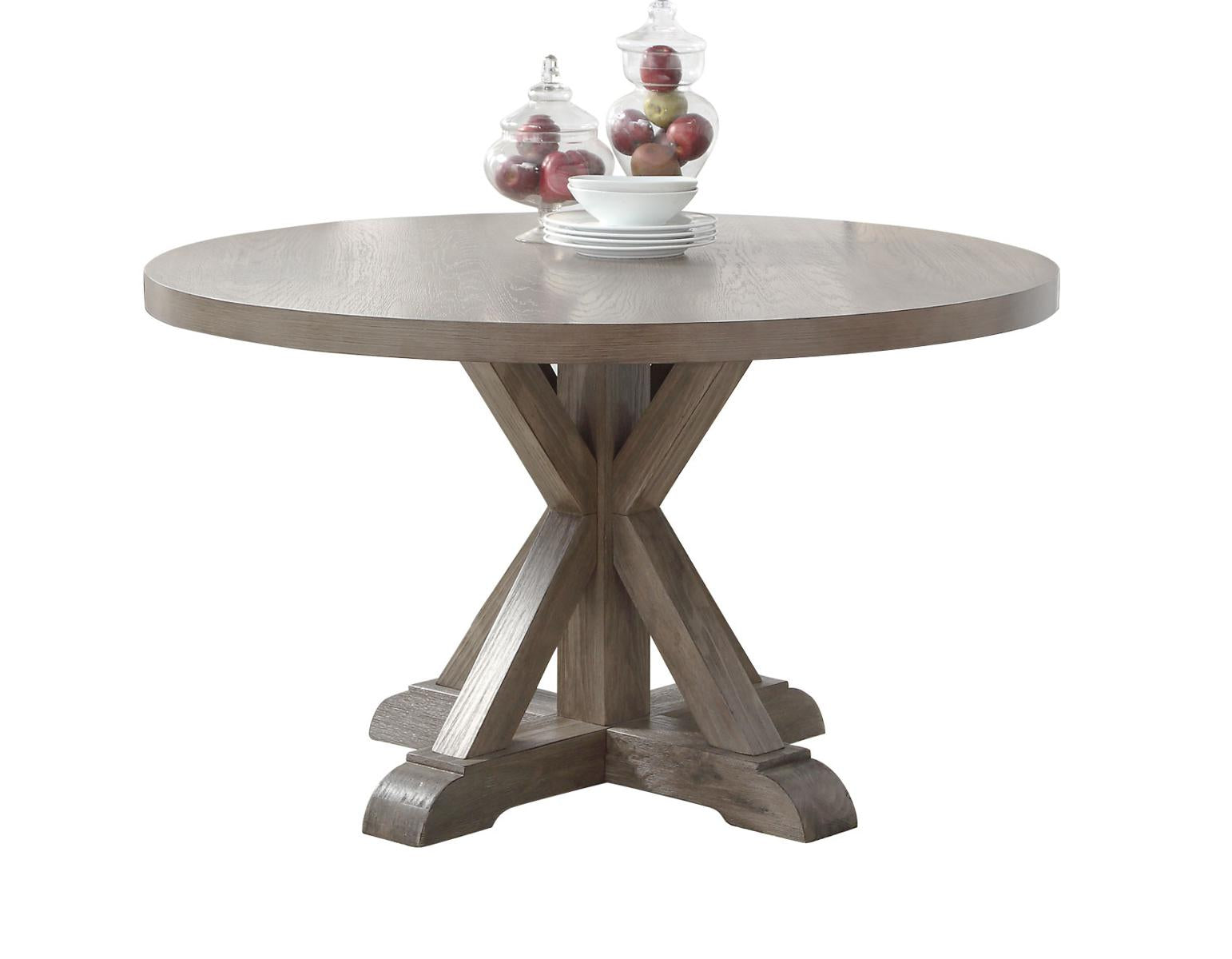 Steve Silver Molly Round Dining Table in Washed Grey Oak - Luxury Home Furniture (MI)