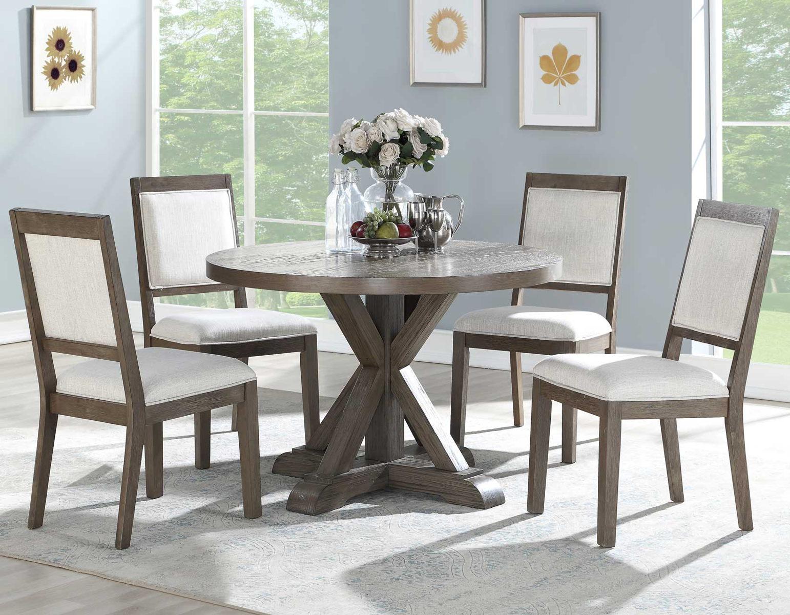 Steve Silver Molly Round Dining Table in Washed Grey Oak - Luxury Home Furniture (MI)