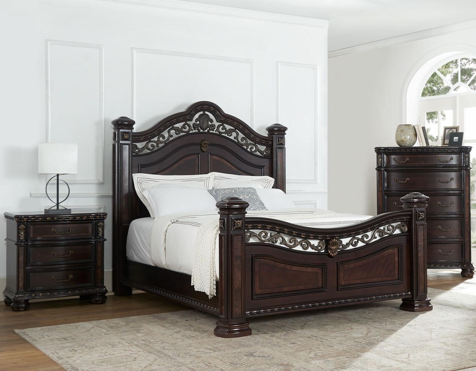 Steve Silver Monte Carlo King Poster Bed in Cocoa - Luxury Home Furniture (MI)
