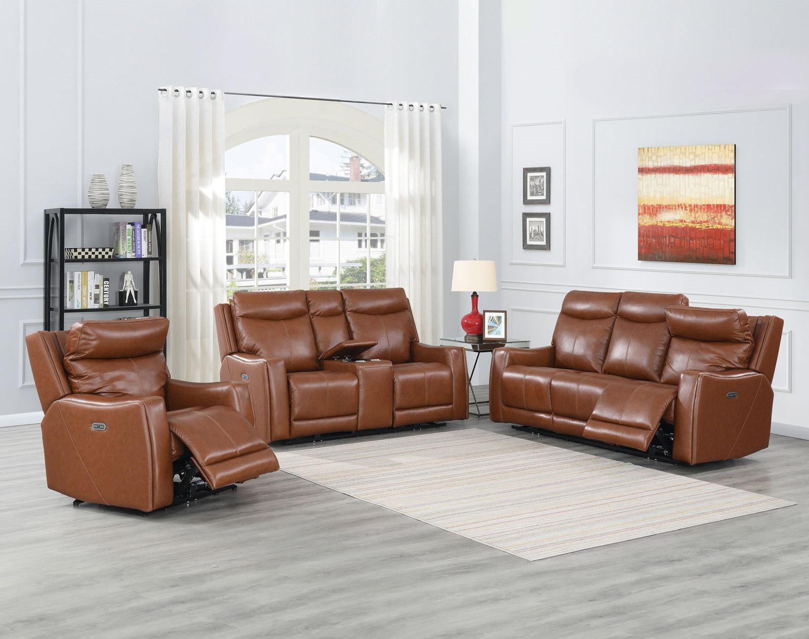 Steve Silver Natalia Leather Dual Power Recliner in Coach - Luxury Home Furniture (MI)
