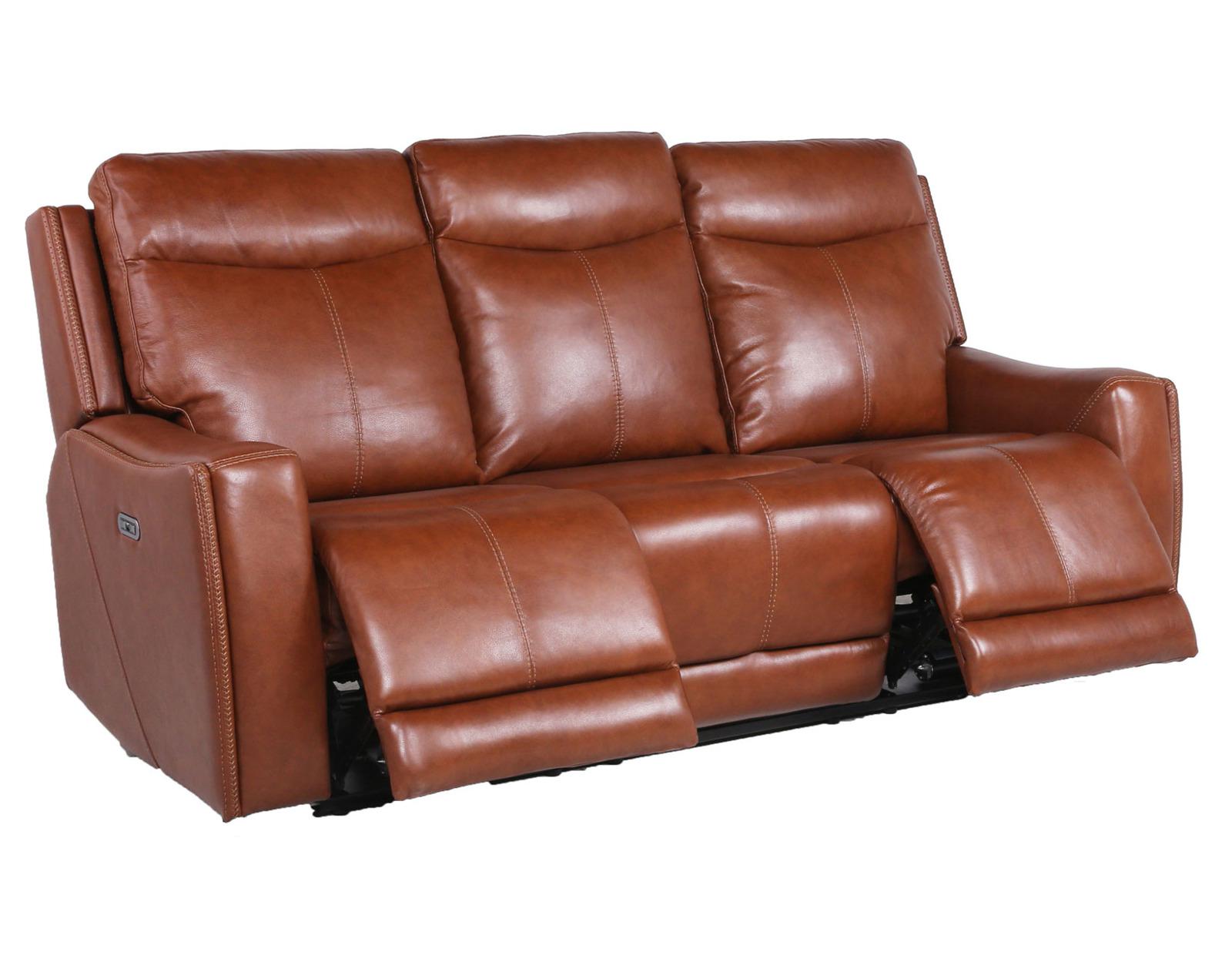 Steve Silver Natalia Leather Dual Power Reclining Sofa in Coach - Luxury Home Furniture (MI)