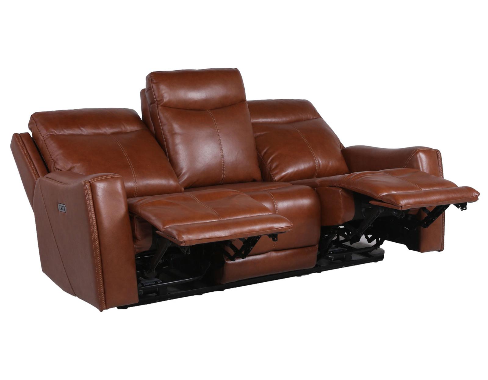 Steve Silver Natalia Leather Dual Power Reclining Sofa in Coach - Luxury Home Furniture (MI)