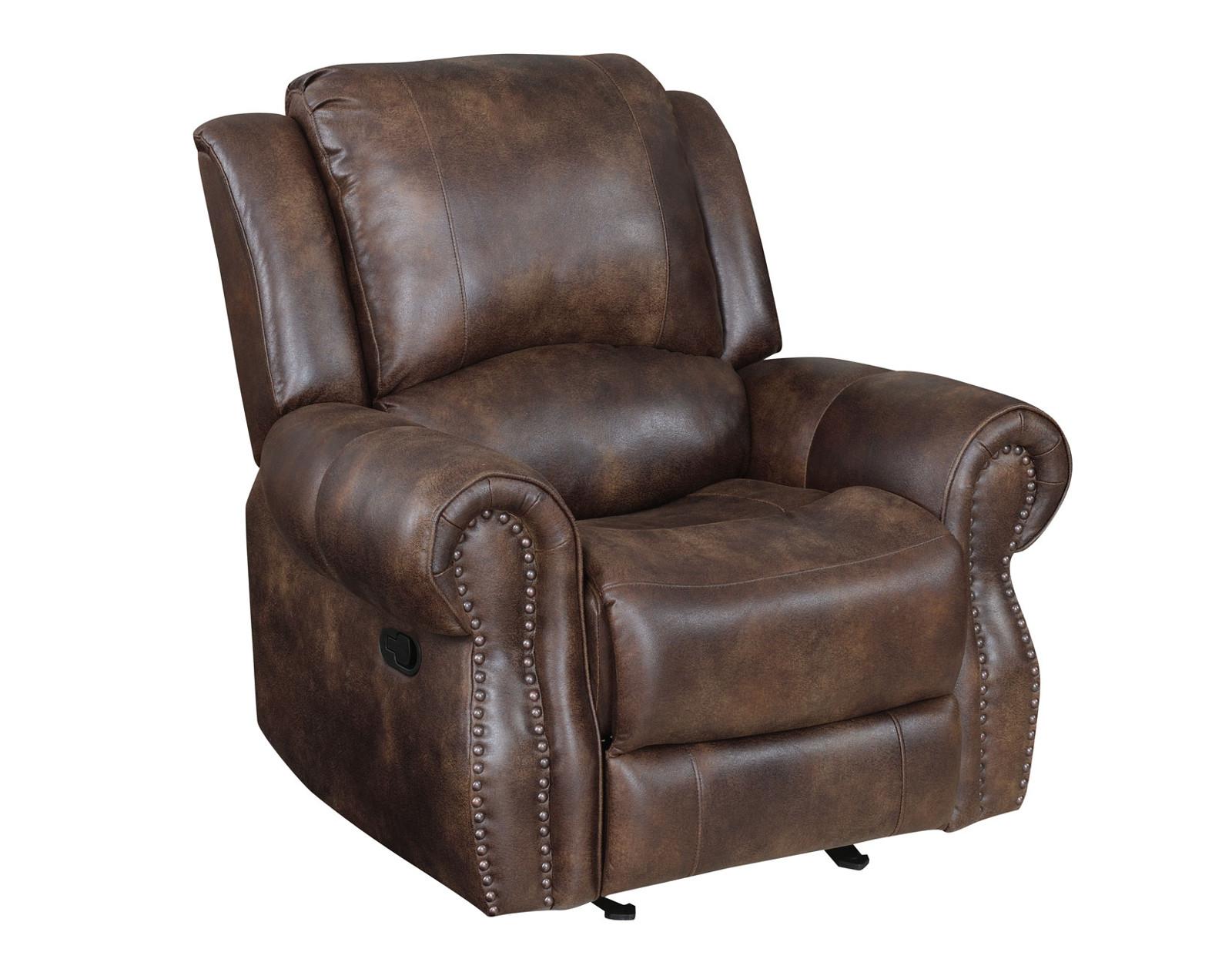 Steve Silver Navarro Manual Glider Recliner in Saddle Brown