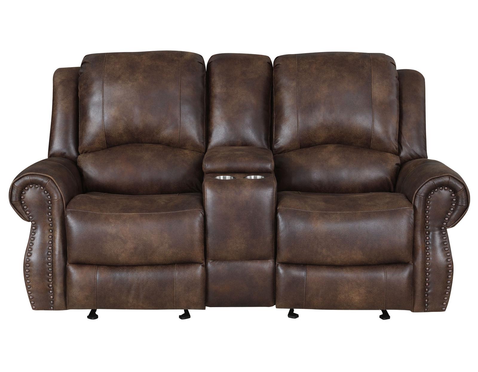 Steve Silver Navarro Manual Reclining Console Loveseat in Saddle Brown - Luxury Home Furniture (MI)