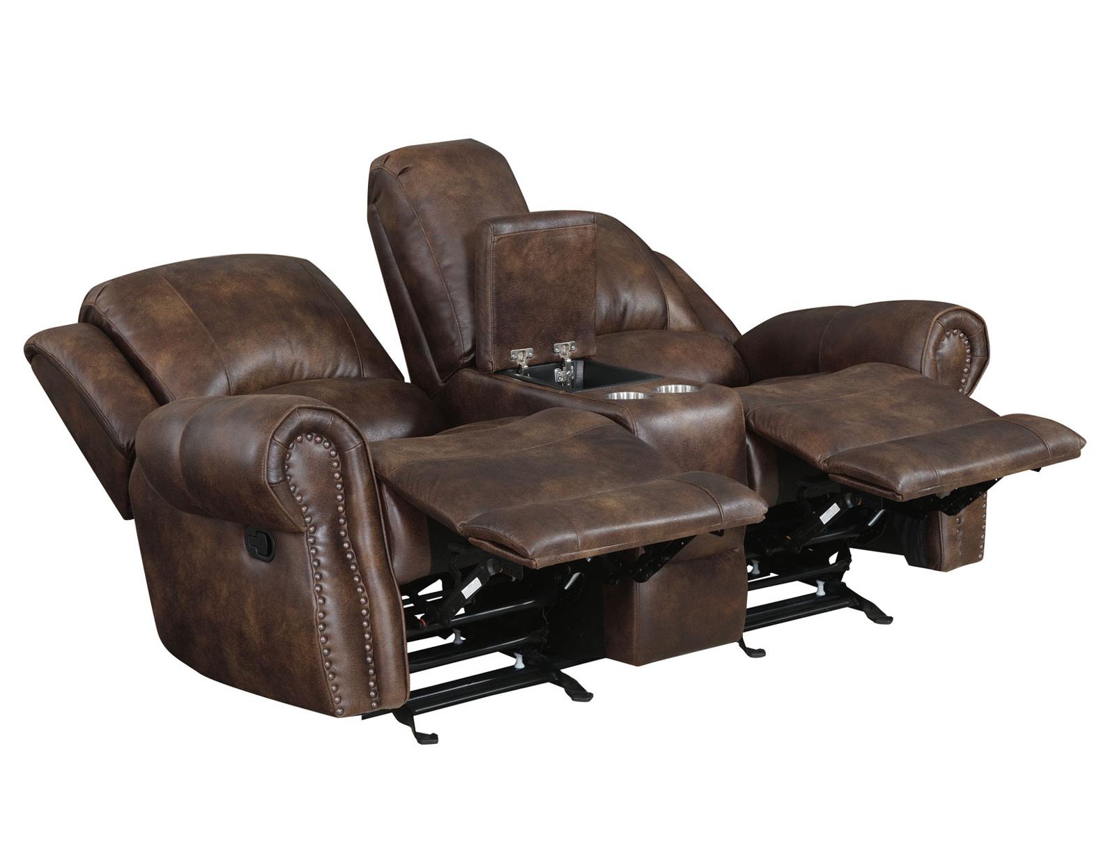 Steve Silver Navarro Manual Reclining Console Loveseat in Saddle Brown - Luxury Home Furniture (MI)