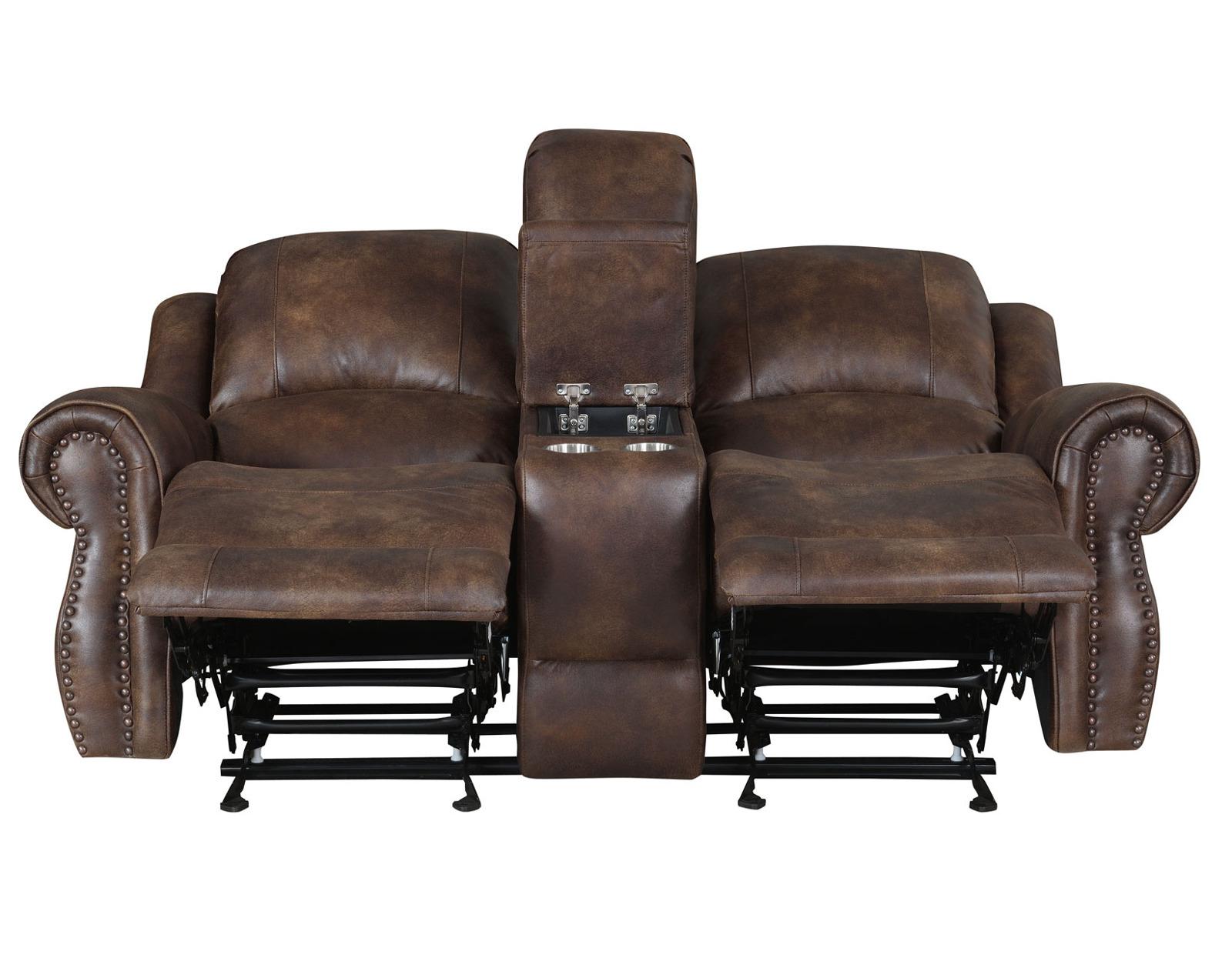 Steve Silver Navarro Manual Reclining Console Loveseat in Saddle Brown - Luxury Home Furniture (MI)