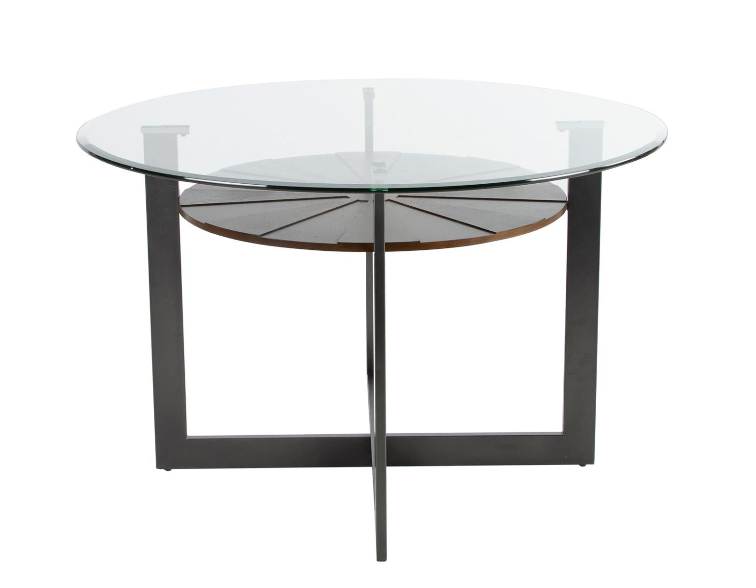 Steve Silver Olson Round Glass Top Table in Caramel - Luxury Home Furniture (MI)
