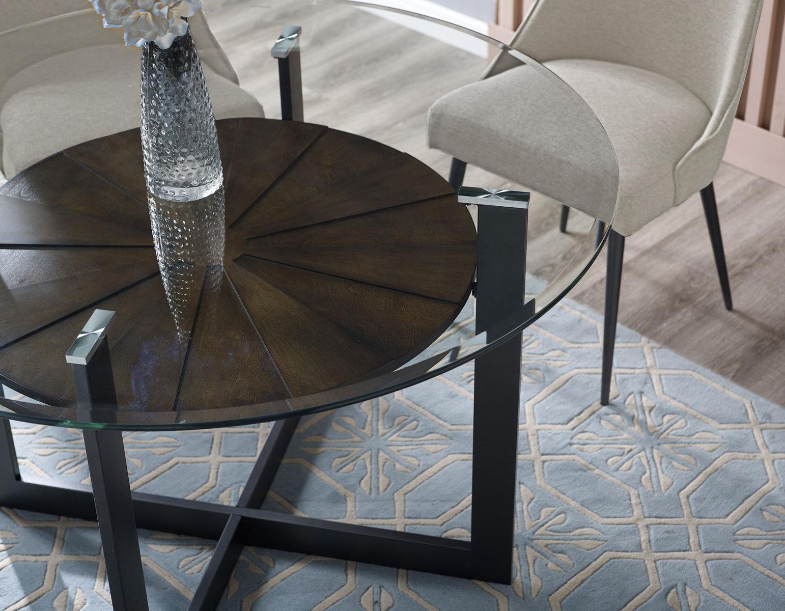 Steve Silver Olson Round Glass Top Table in Caramel - Luxury Home Furniture (MI)