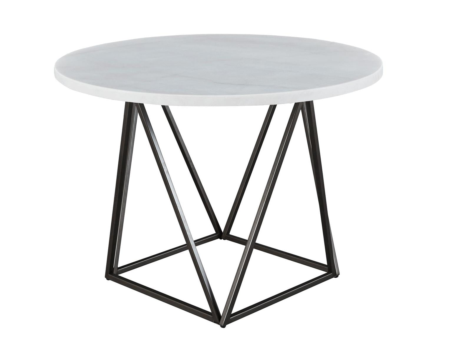 Steve Silver Ramona White Marble Top Round Dining Table in Deep Bronze