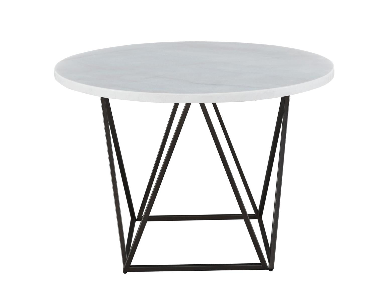 Steve Silver Ramona White Marble Top Round Dining Table in Deep Bronze - Luxury Home Furniture (MI)