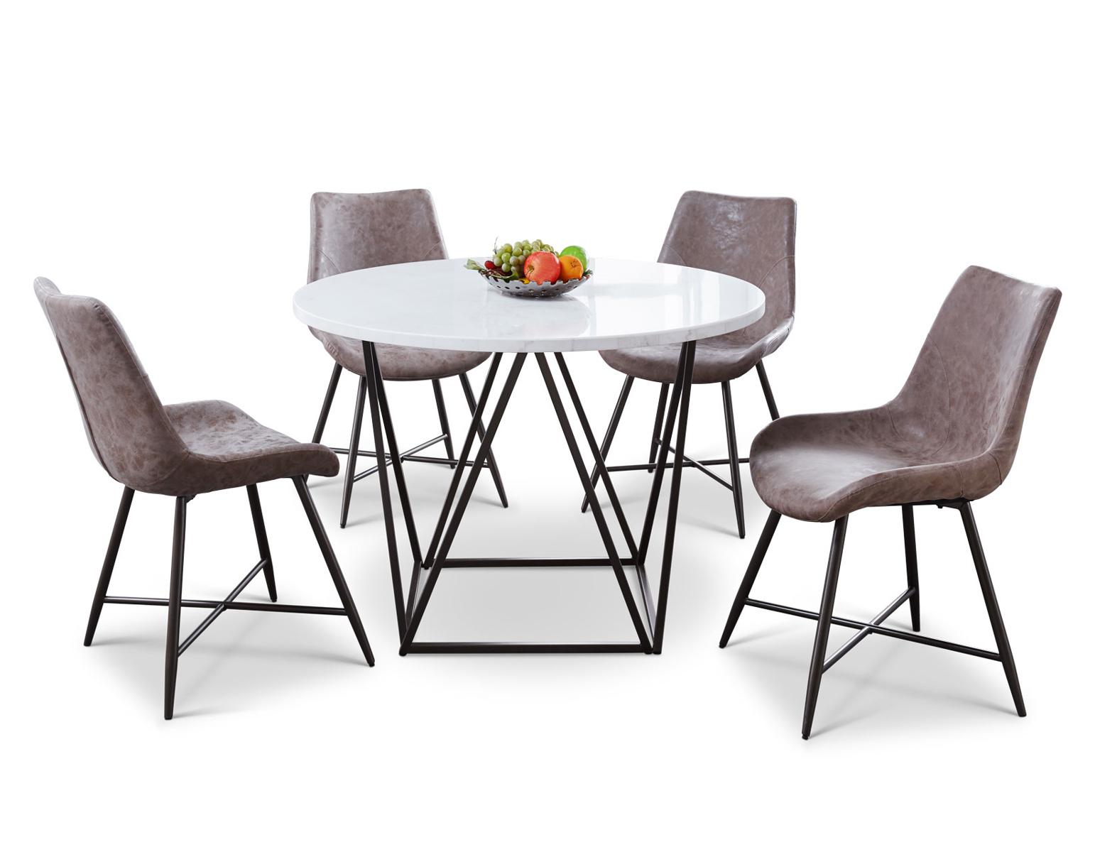 Steve Silver Ramona White Marble Top Round Dining Table in Deep Bronze - Luxury Home Furniture (MI)