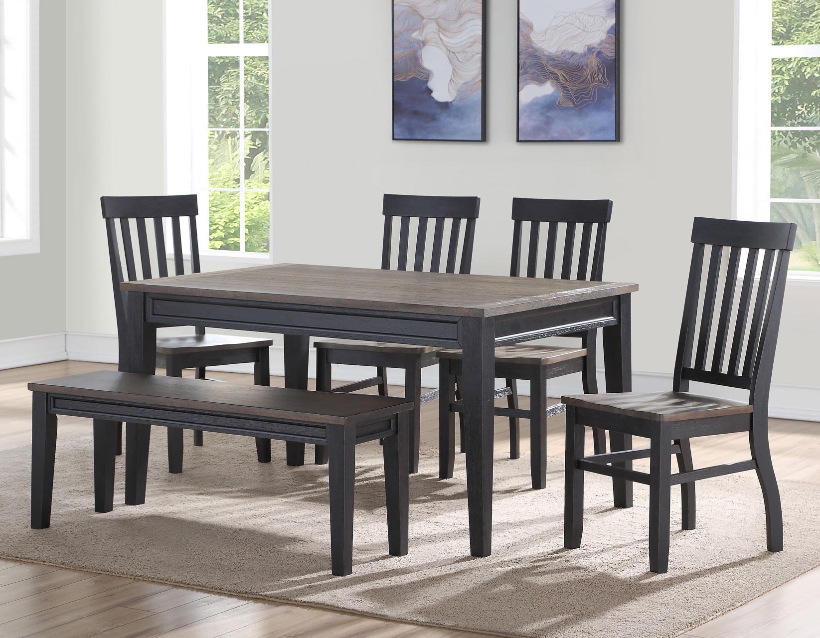 Steve Silver Raven Noir Dining Table in Two Tone Ebony and Driftwood - Luxury Home Furniture (MI)