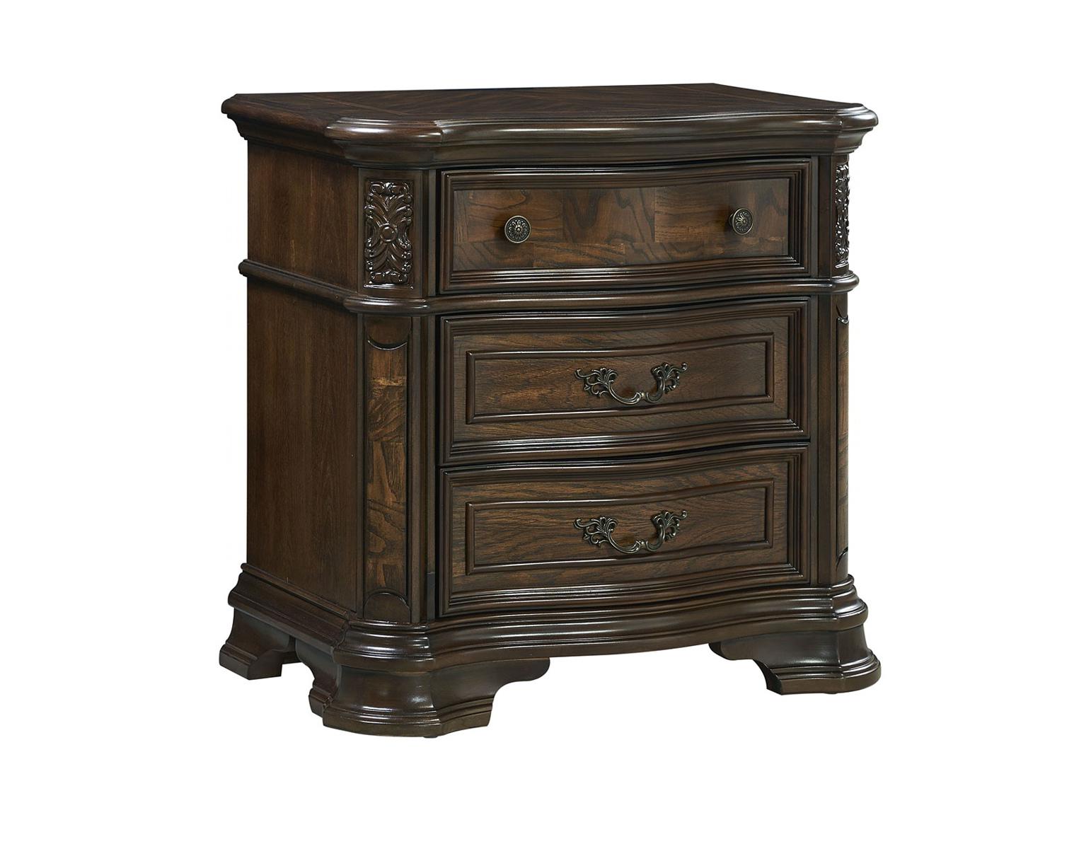 Steve Silver Royale 3 Drawer Nightstand in Brown Cherry - Luxury Home Furniture (MI)