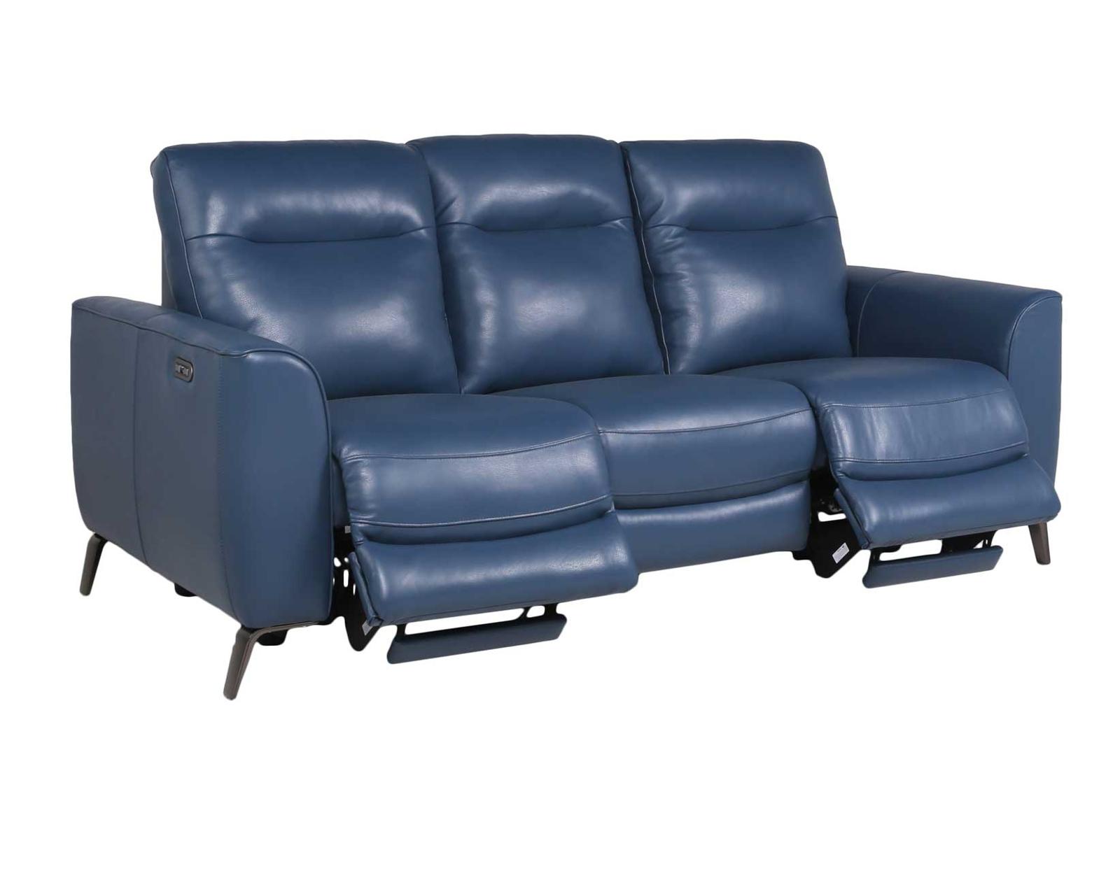 Steve Silver Sansa Leather Dual Power Reclining Sofa in Ocean Blue - Luxury Home Furniture (MI)