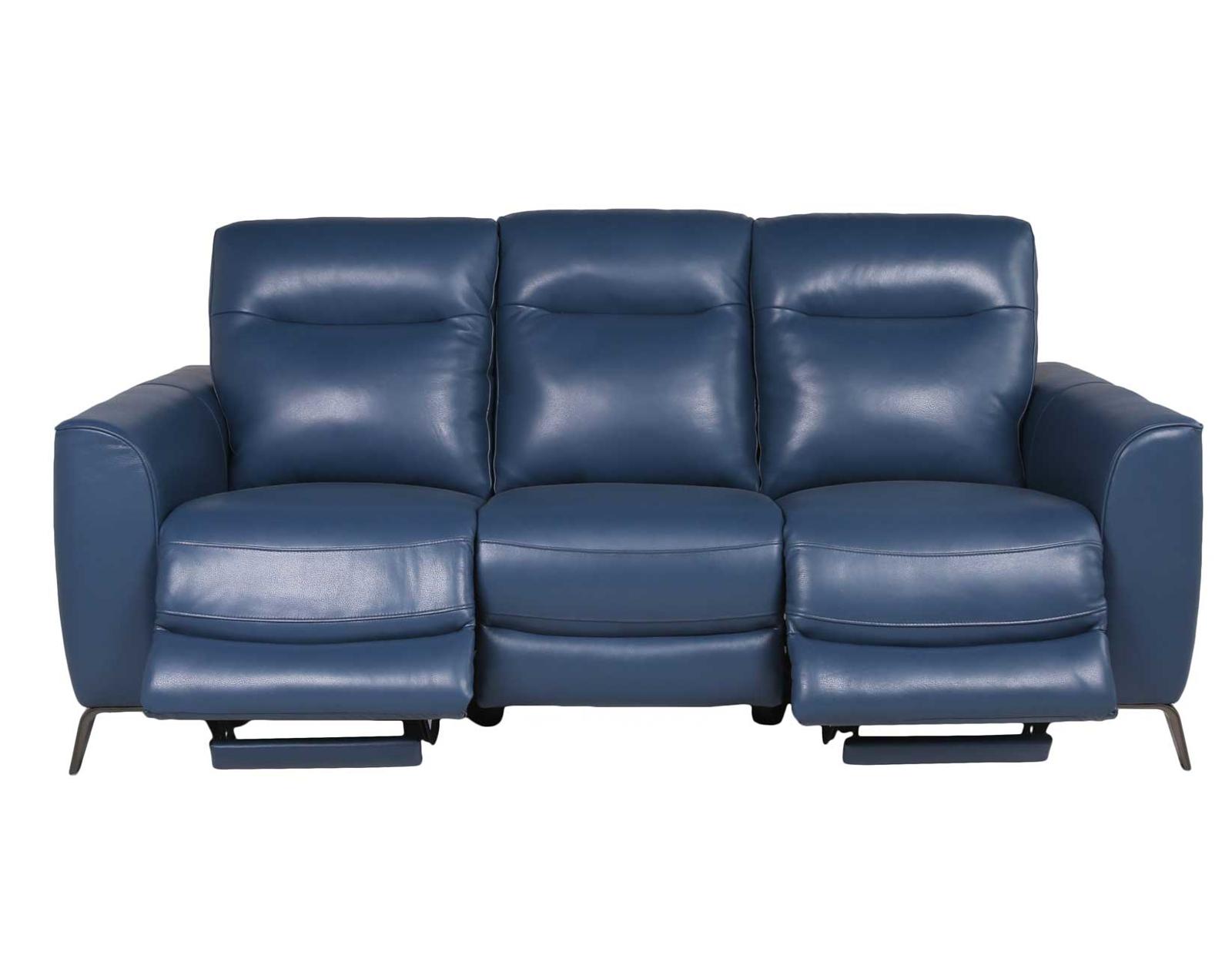Steve Silver Sansa Leather Dual Power Reclining Sofa in Ocean Blue - Luxury Home Furniture (MI)