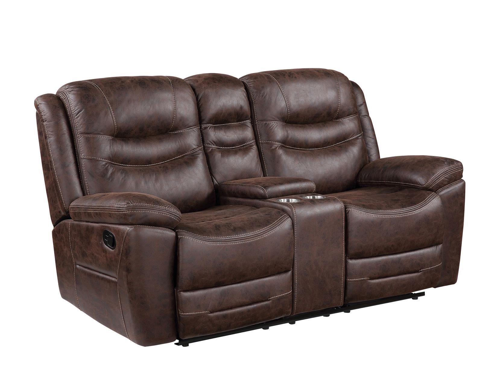 Steve Silver Stetson Manual Reclining Console Loveseat in Merlot - Luxury Home Furniture (MI)