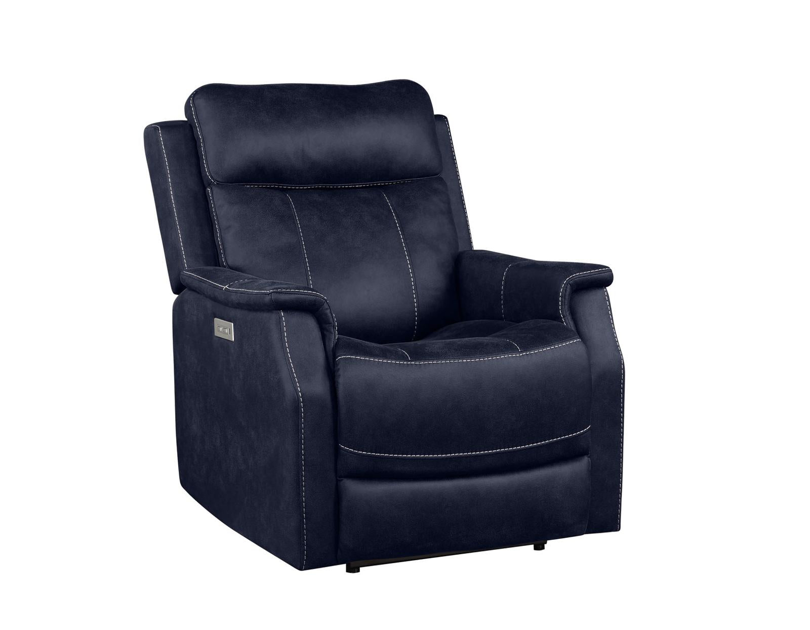 Steve Silver Valencia Dual Power Leatherette Recliner in Ocean Blue