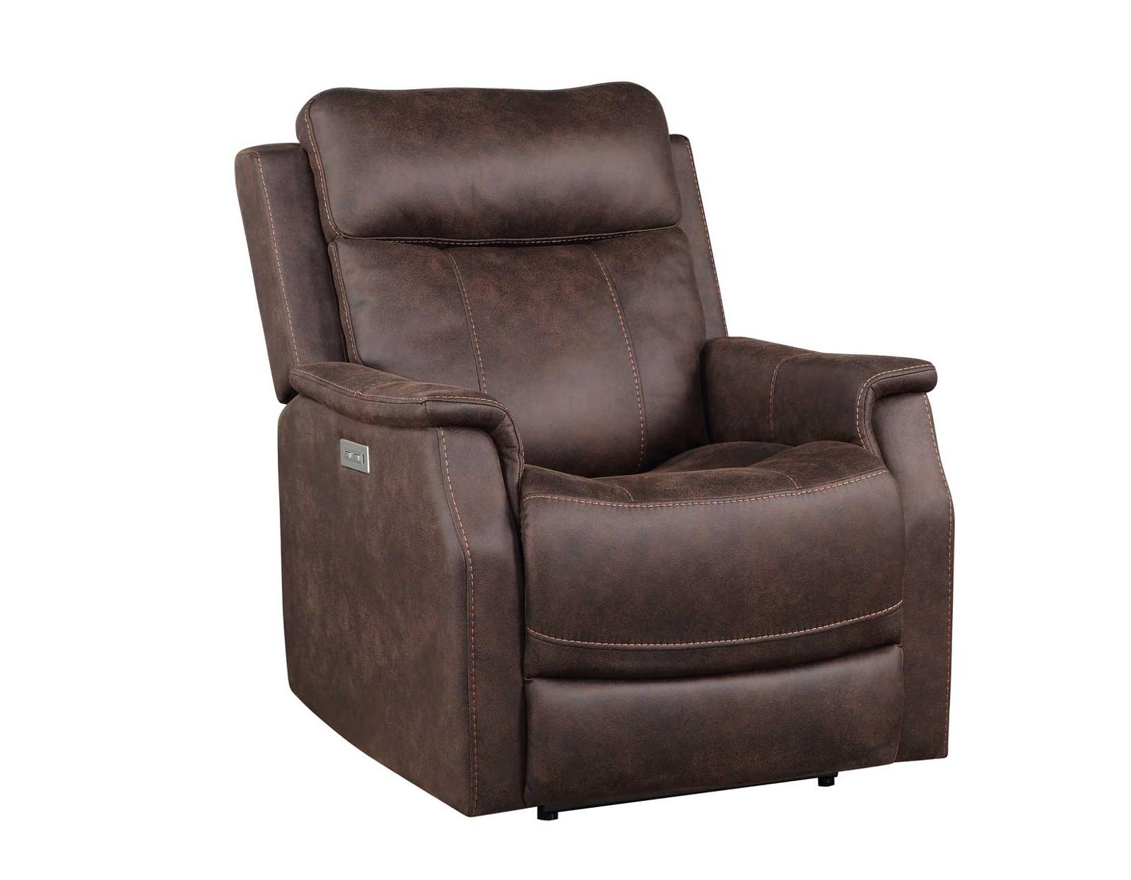 Steve Silver Valencia Dual Power Leatherette Recliner in Walnut