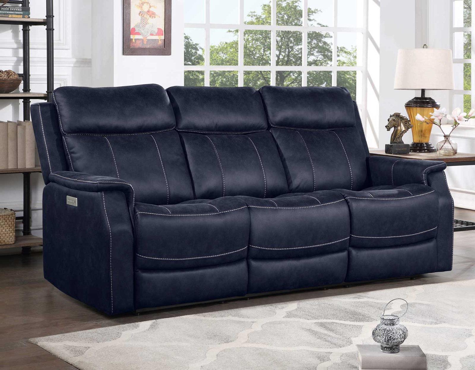 Steve Silver Valencia Dual Power Reclining Sofa in Ocean Blue - Luxury Home Furniture (MI)