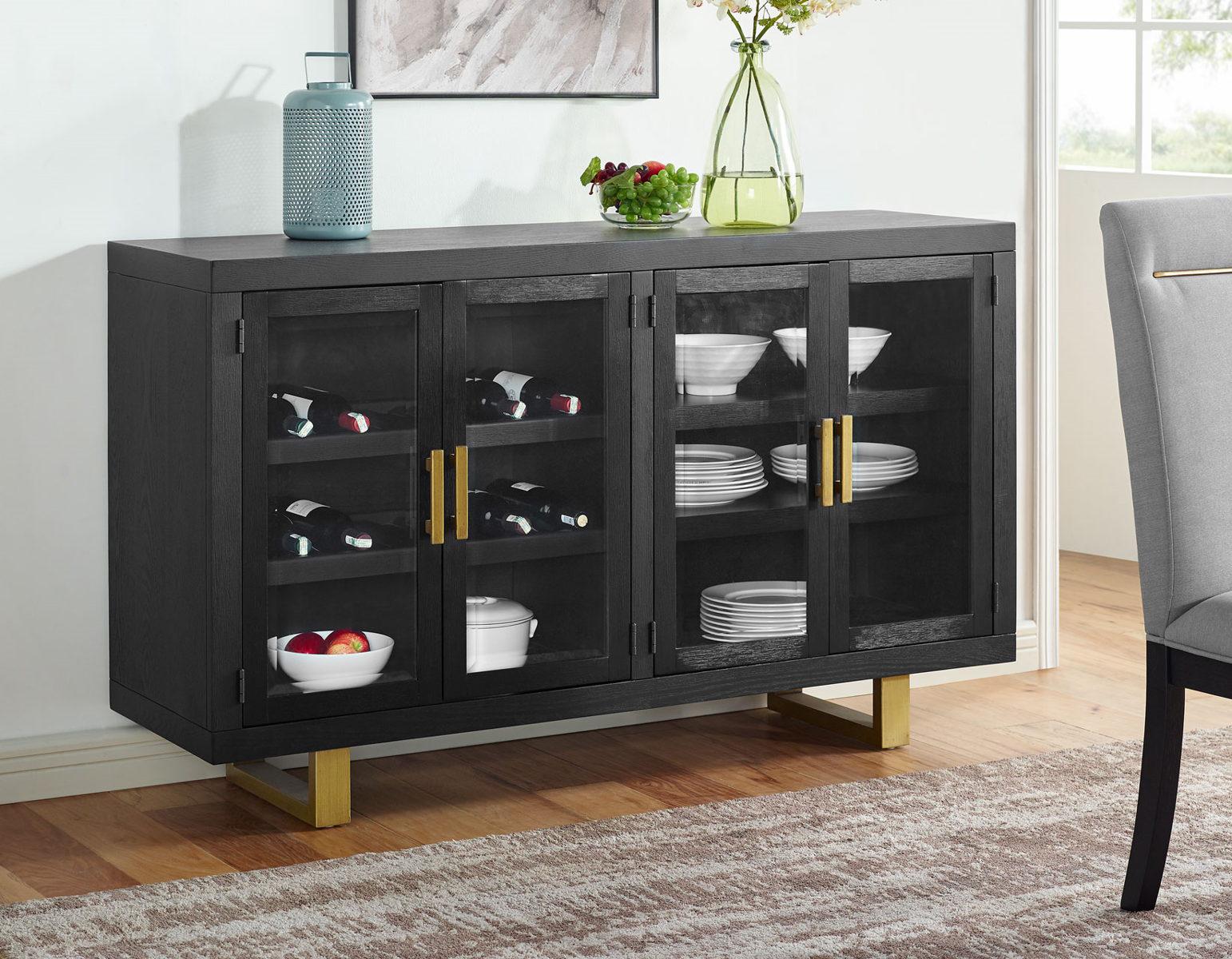 Steve Silver Yves Server in Rubbed Charcoal - Luxury Home Furniture (MI)