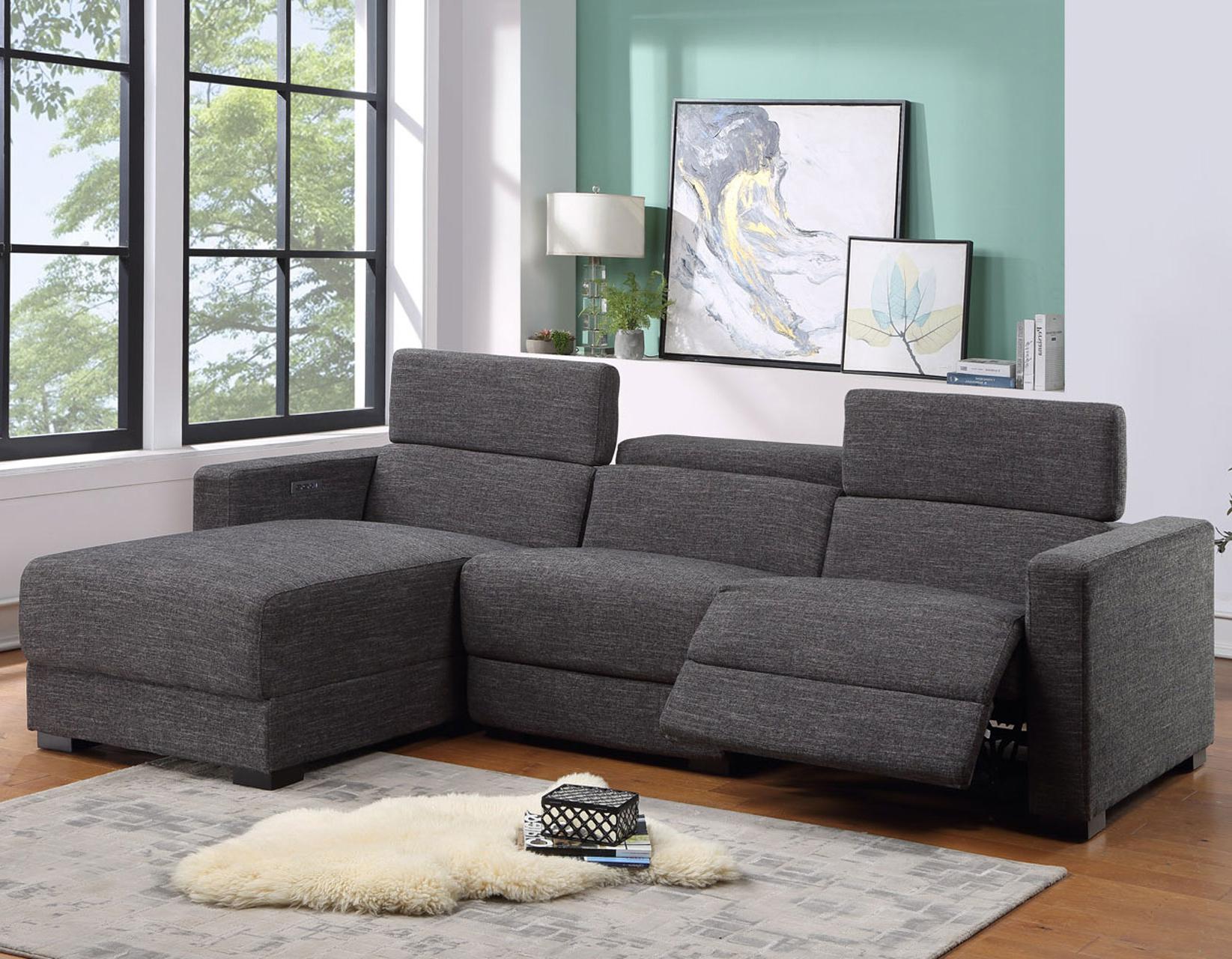Steve Silver Zara LAF Dual-Power Chofa in Charcoal - Luxury Home Furniture (MI)