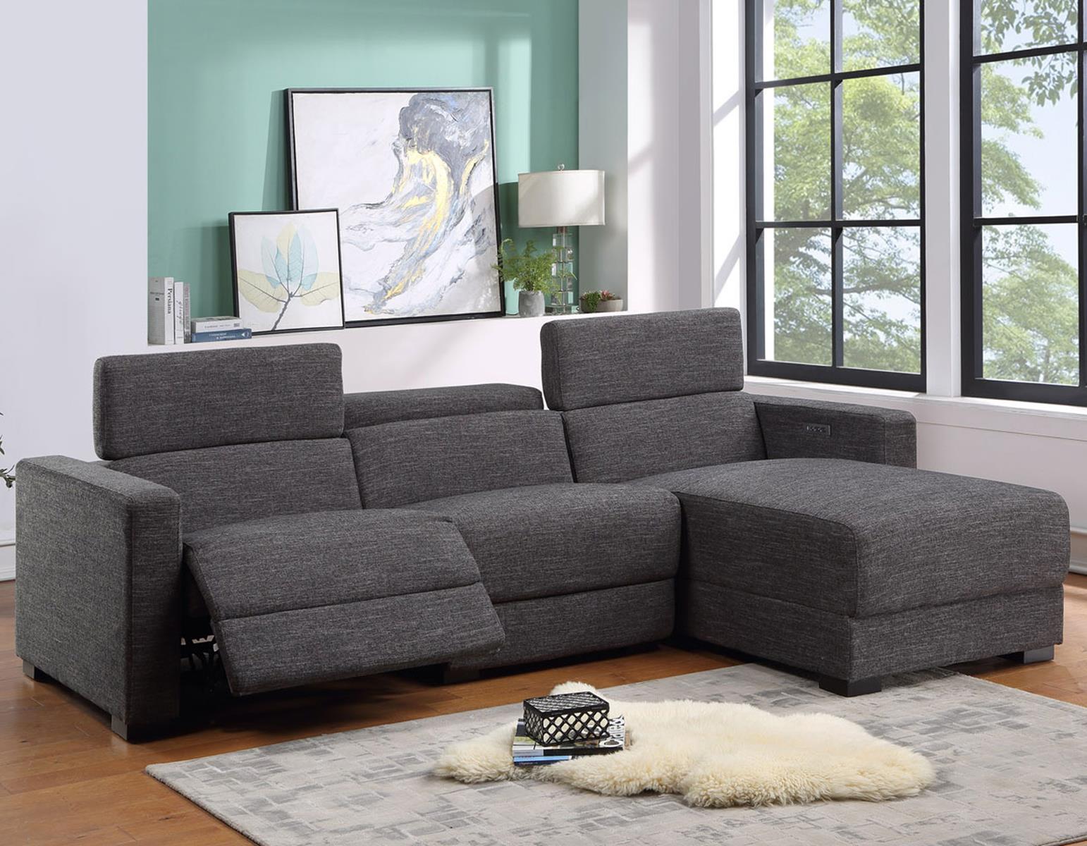 Steve Silver Zara RAF Dual-Power Chofa in Charcoal - Luxury Home Furniture (MI)