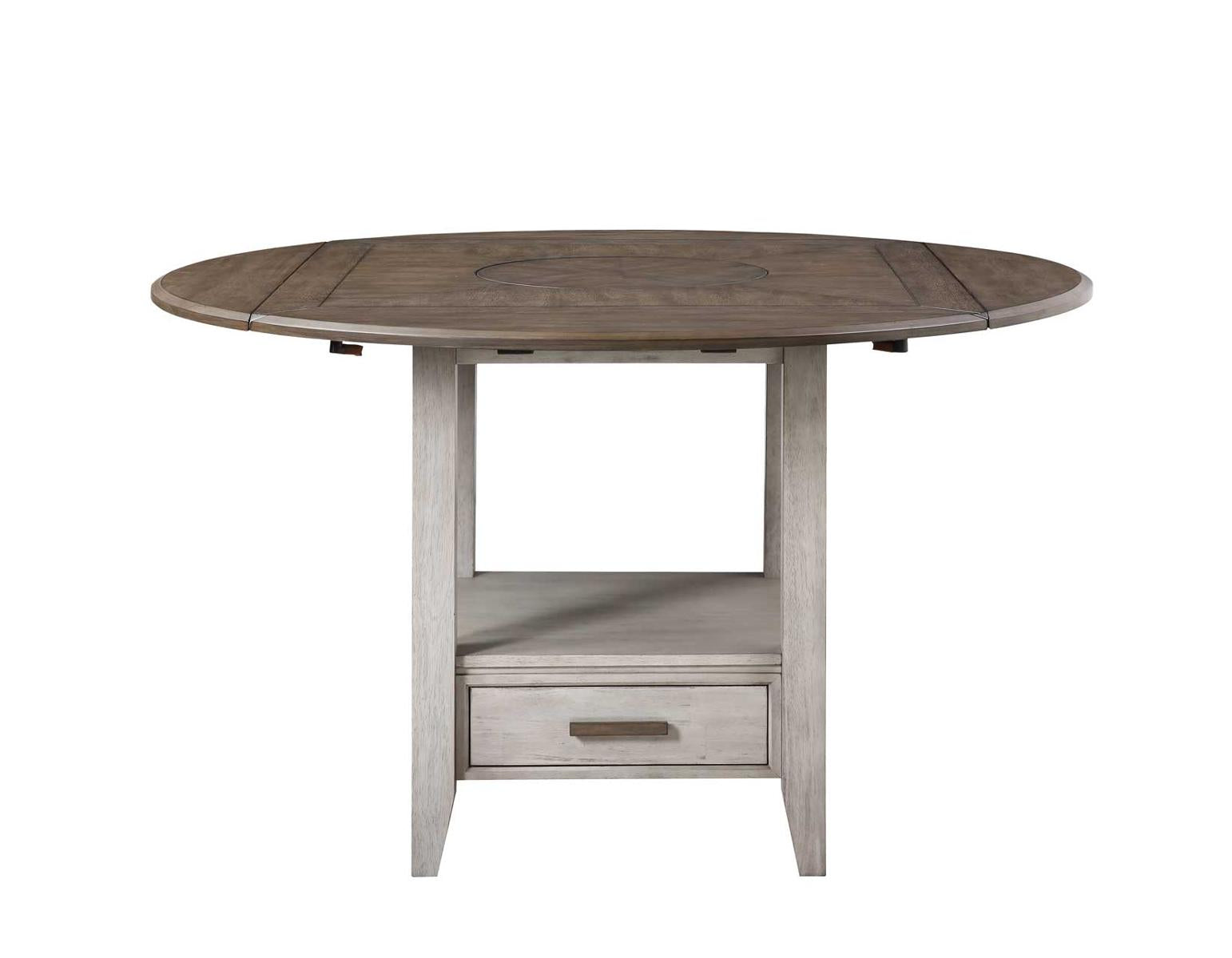 Steve Silver Abacus Round Drop Leaf Storage Table in Smoky Alabaster