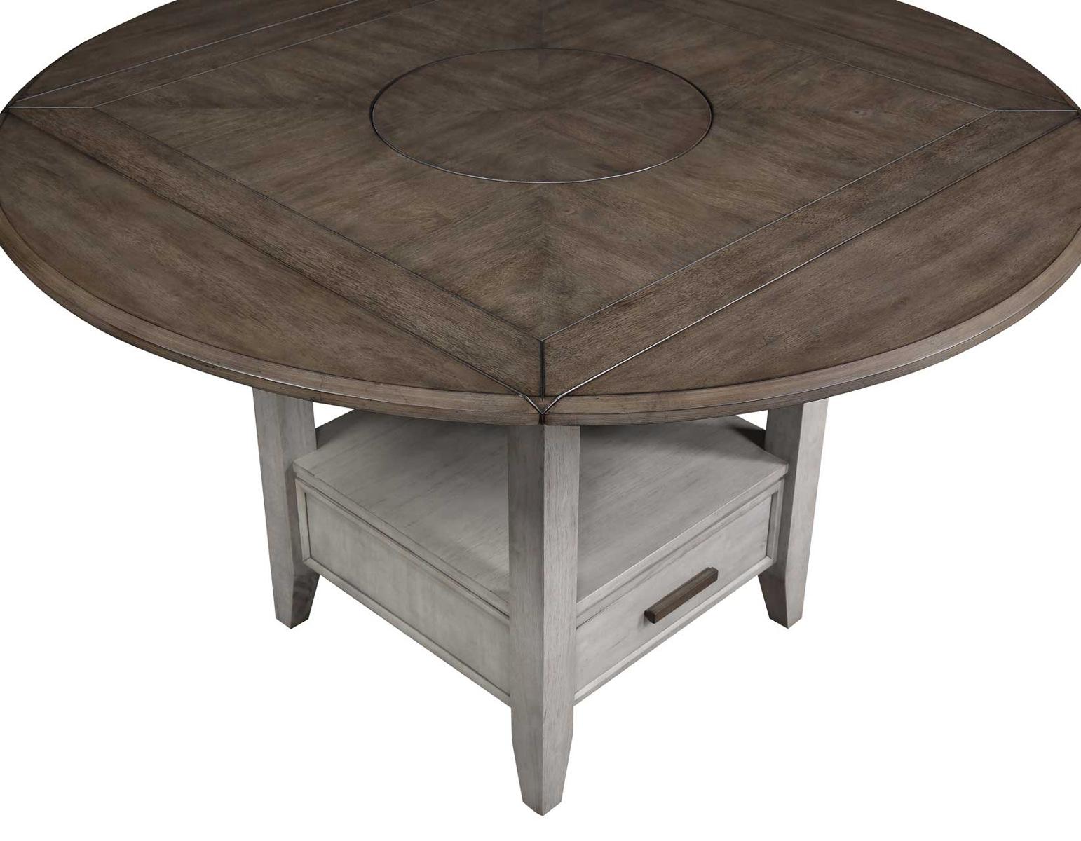 Steve Silver Abacus Round Drop Leaf Storage Table in Smoky Alabaster - Luxury Home Furniture (MI)