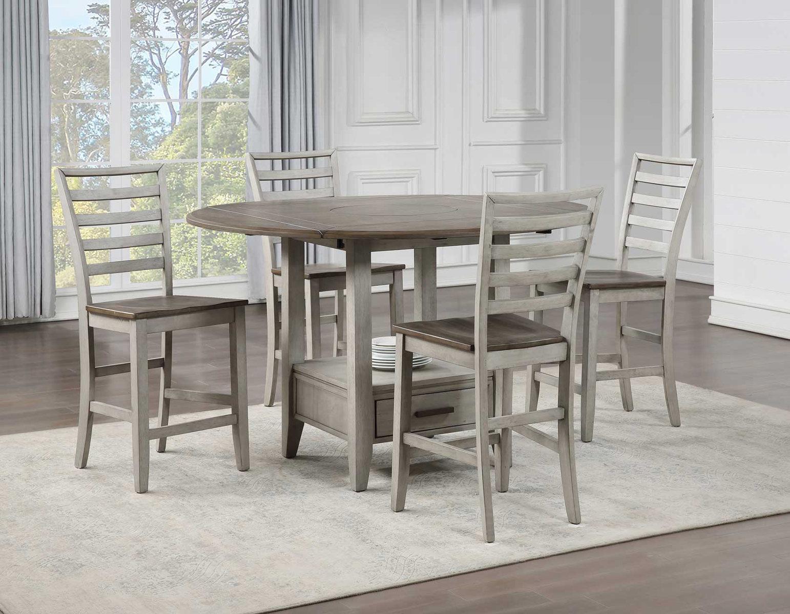 Steve Silver Abacus Round Drop Leaf Storage Table in Smoky Alabaster - Luxury Home Furniture (MI)